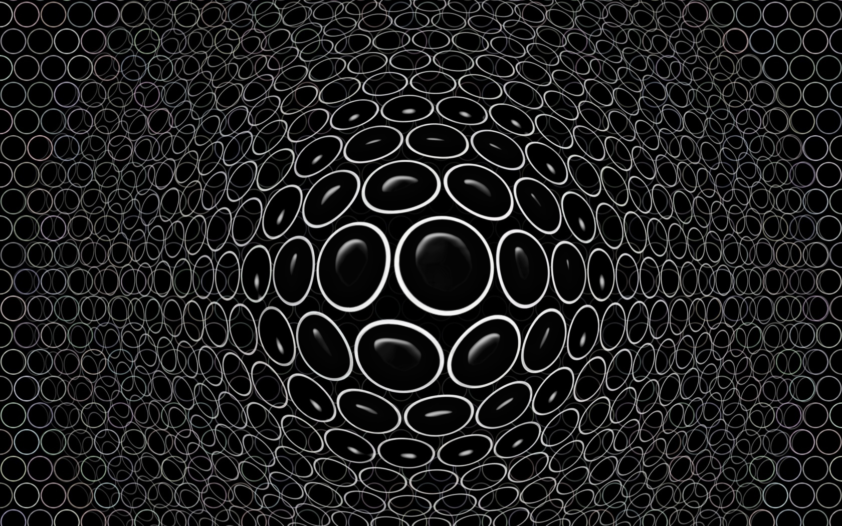 Белые круги на черном фоне 3д графика
