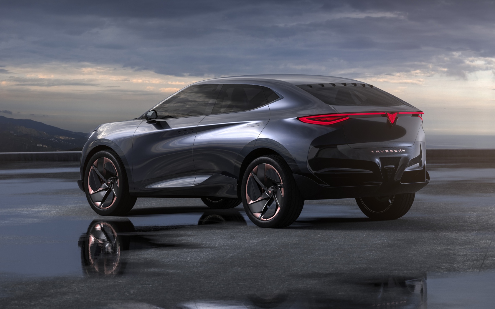 Автомобиль Cupra Tavascan Concept 2019 года вид сзади