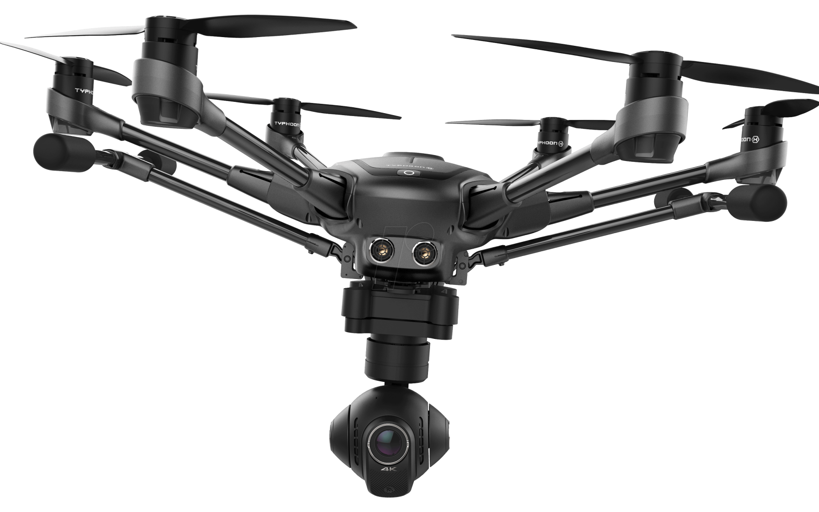 Black quadrocopter Yuneec Typhoon H on a white background