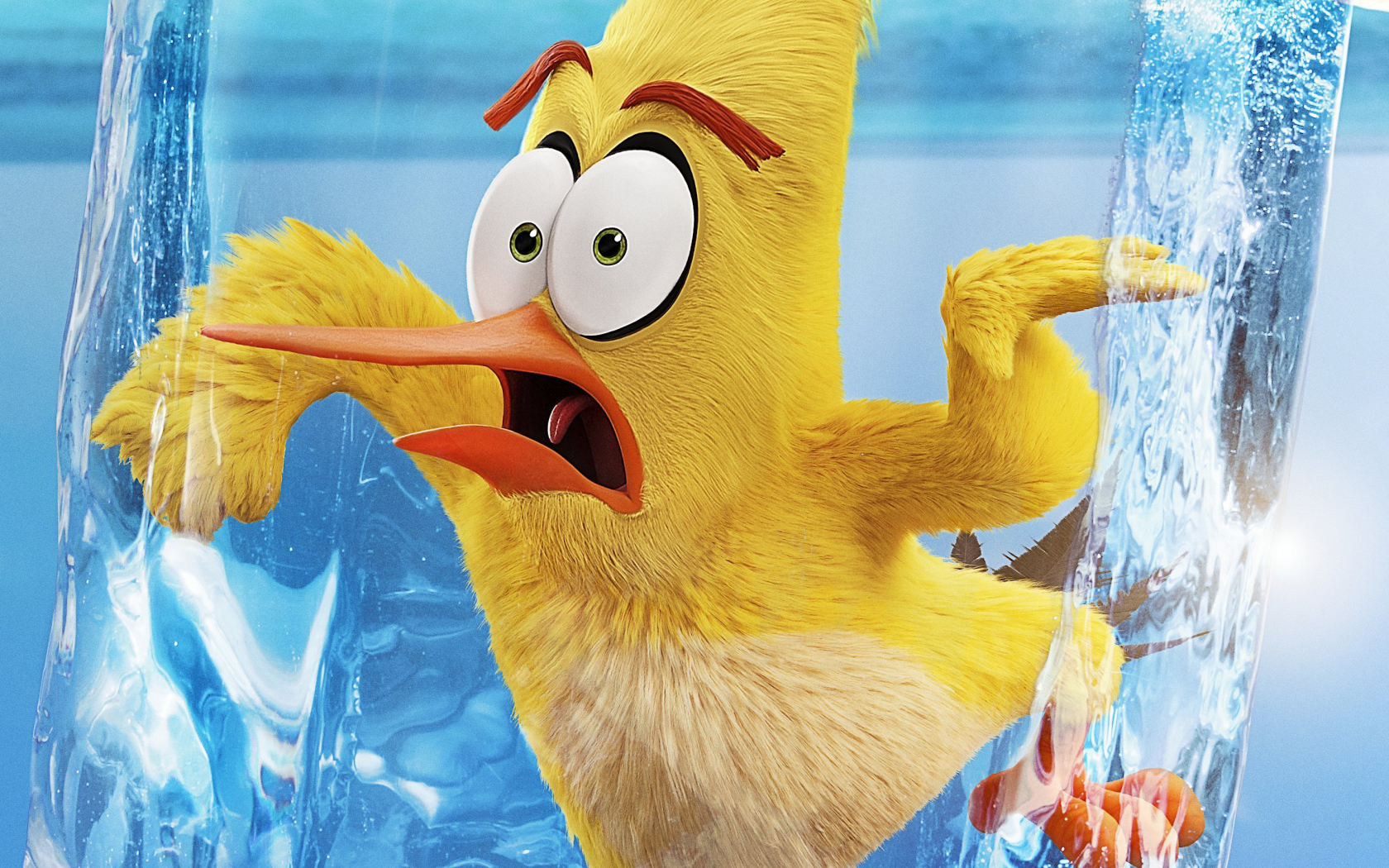 Желтая птица во льду мультфильм The Angry Birds в кино 2