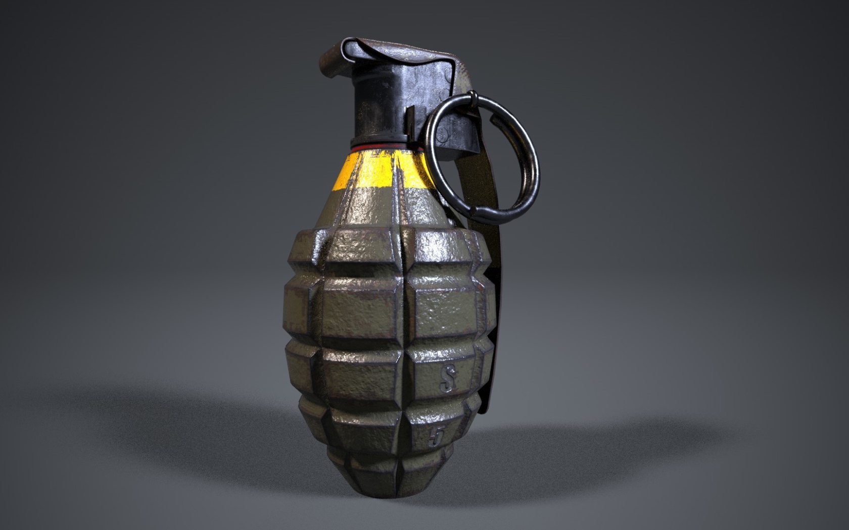 Grenade on gray background