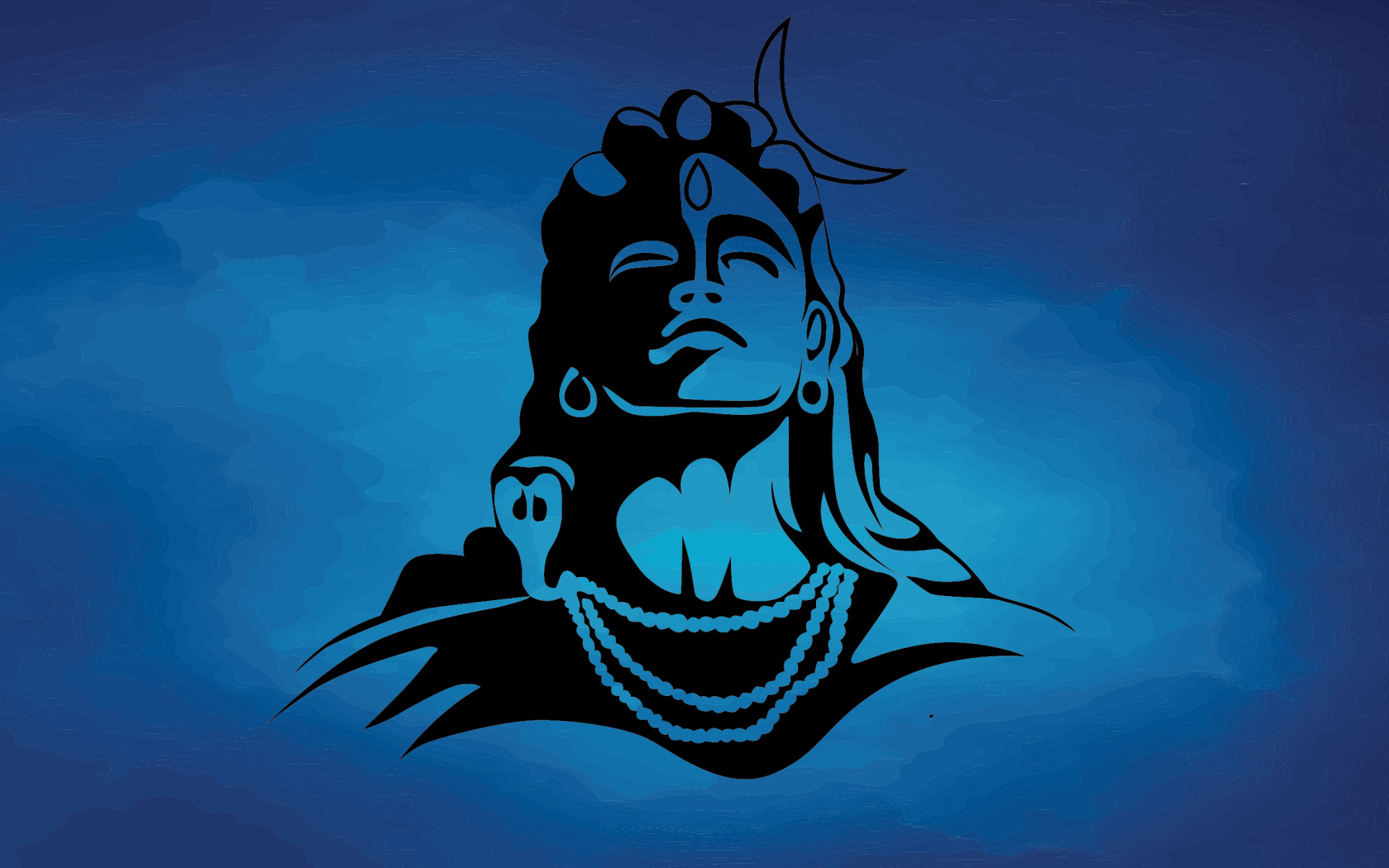 Painted Lord Shiva on a blue background