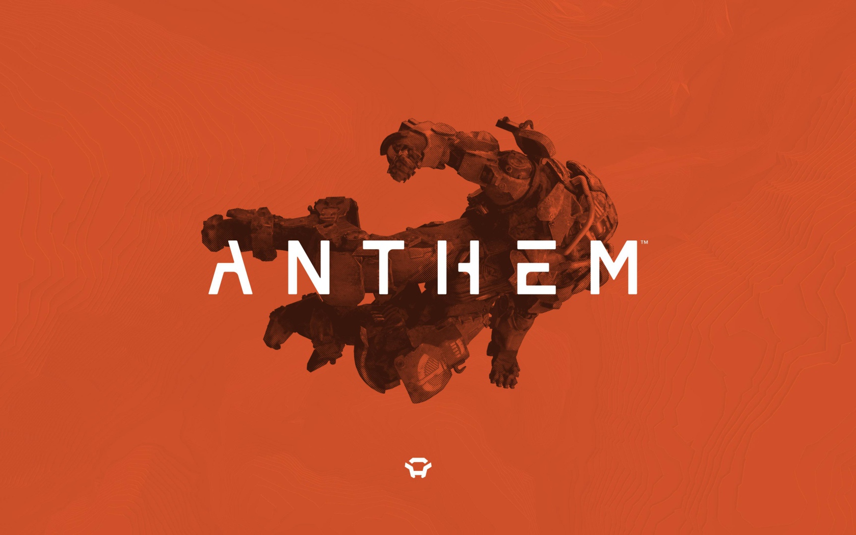 Логотип компьютерной игры Anthem, 2019 на оранжевом фоне