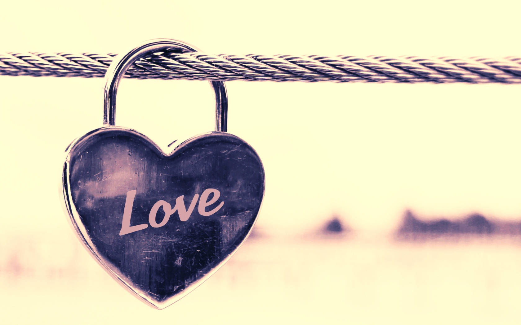 Замок в форме сердца на железном канате 