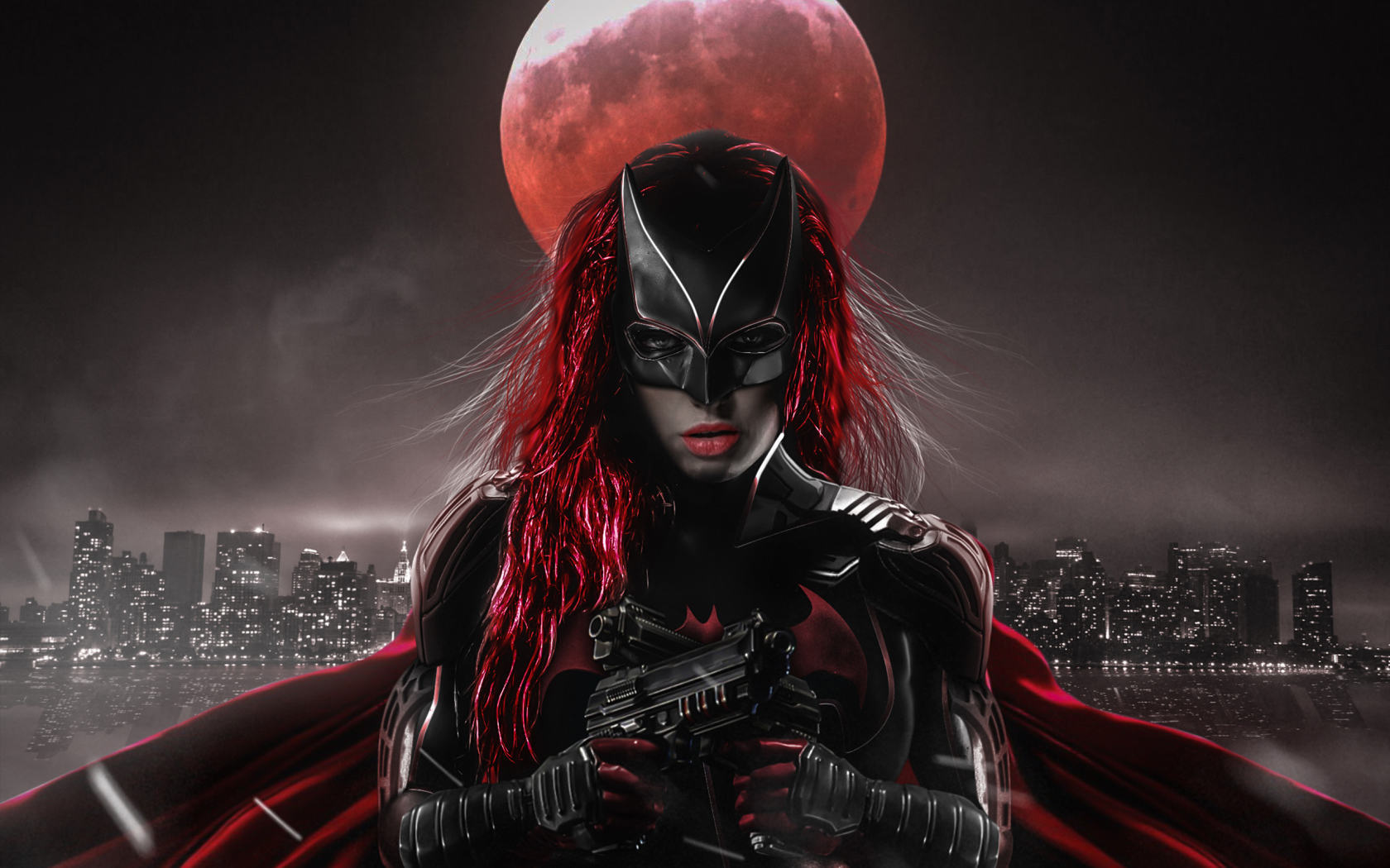 Персонаж Бэтвумен на фоне луны