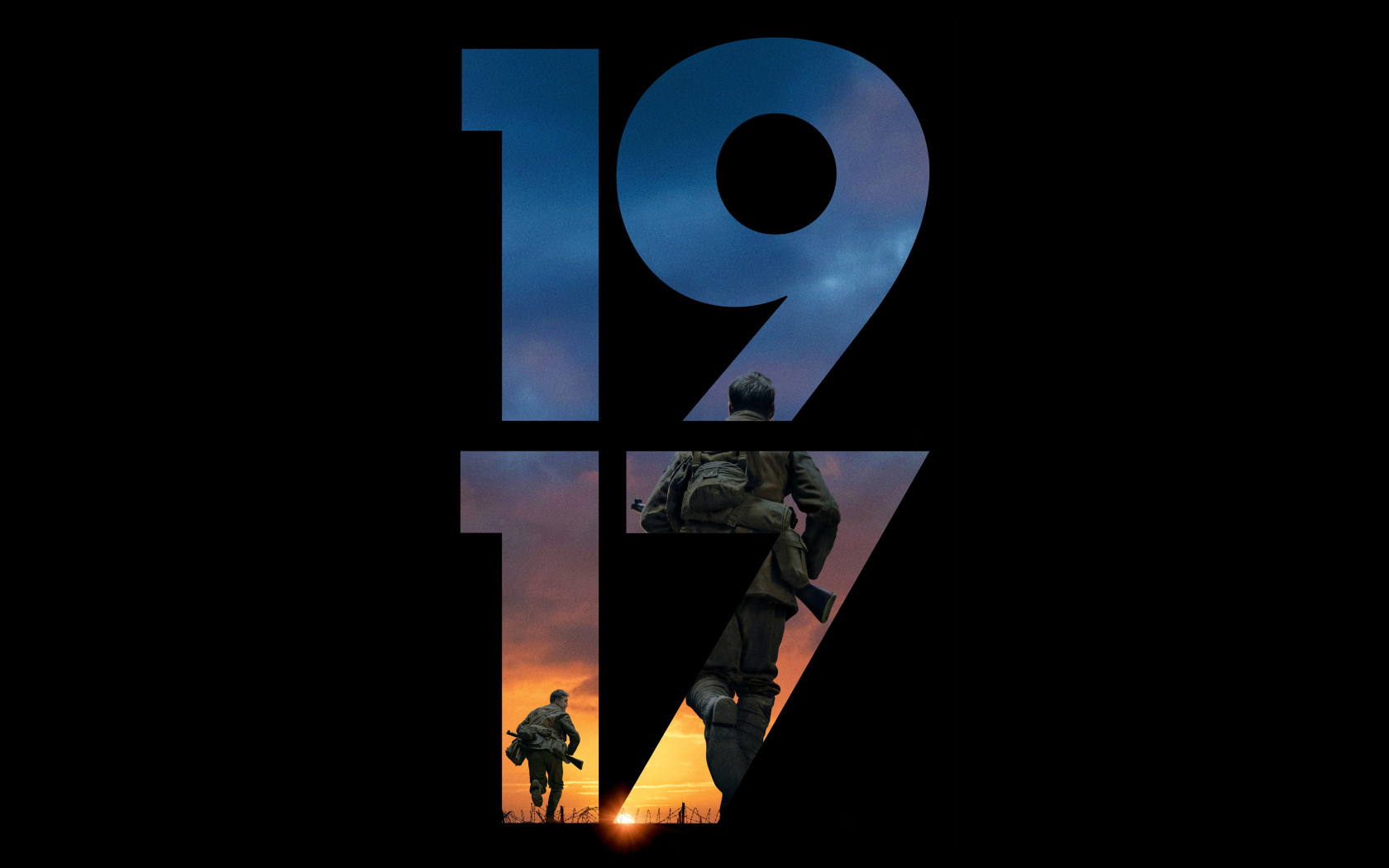Постер нового военного фильма  1917 на черном фоне