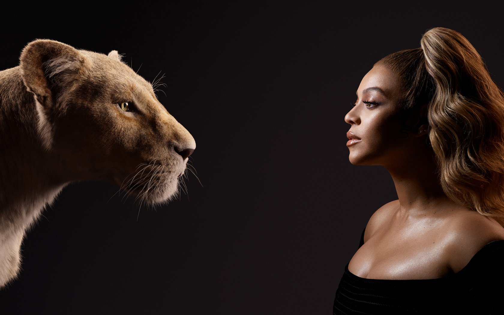 Singer Beyoncé and the lioness Nala movie The Lion King, 2019