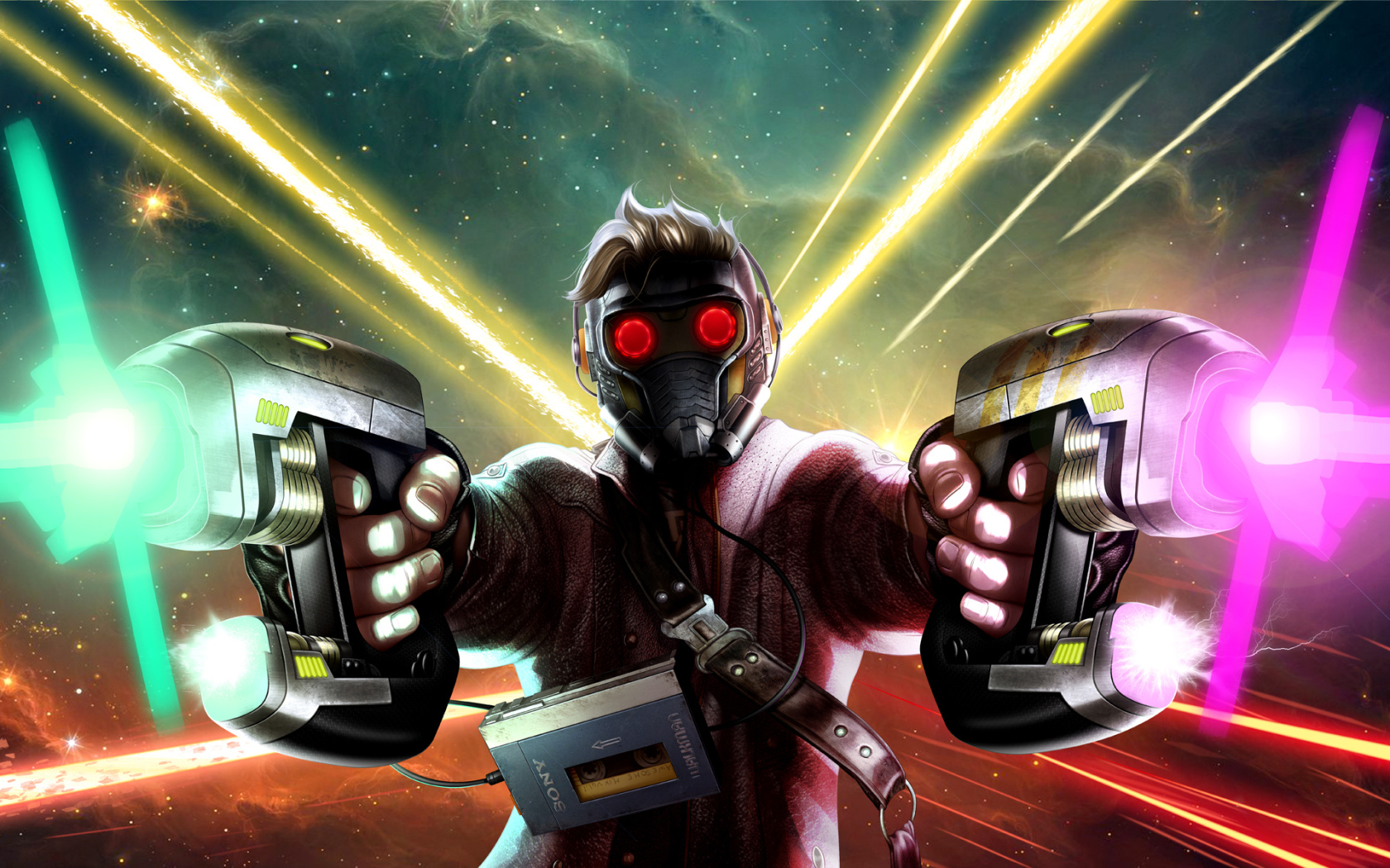 Звездный Лорд с оружием арт