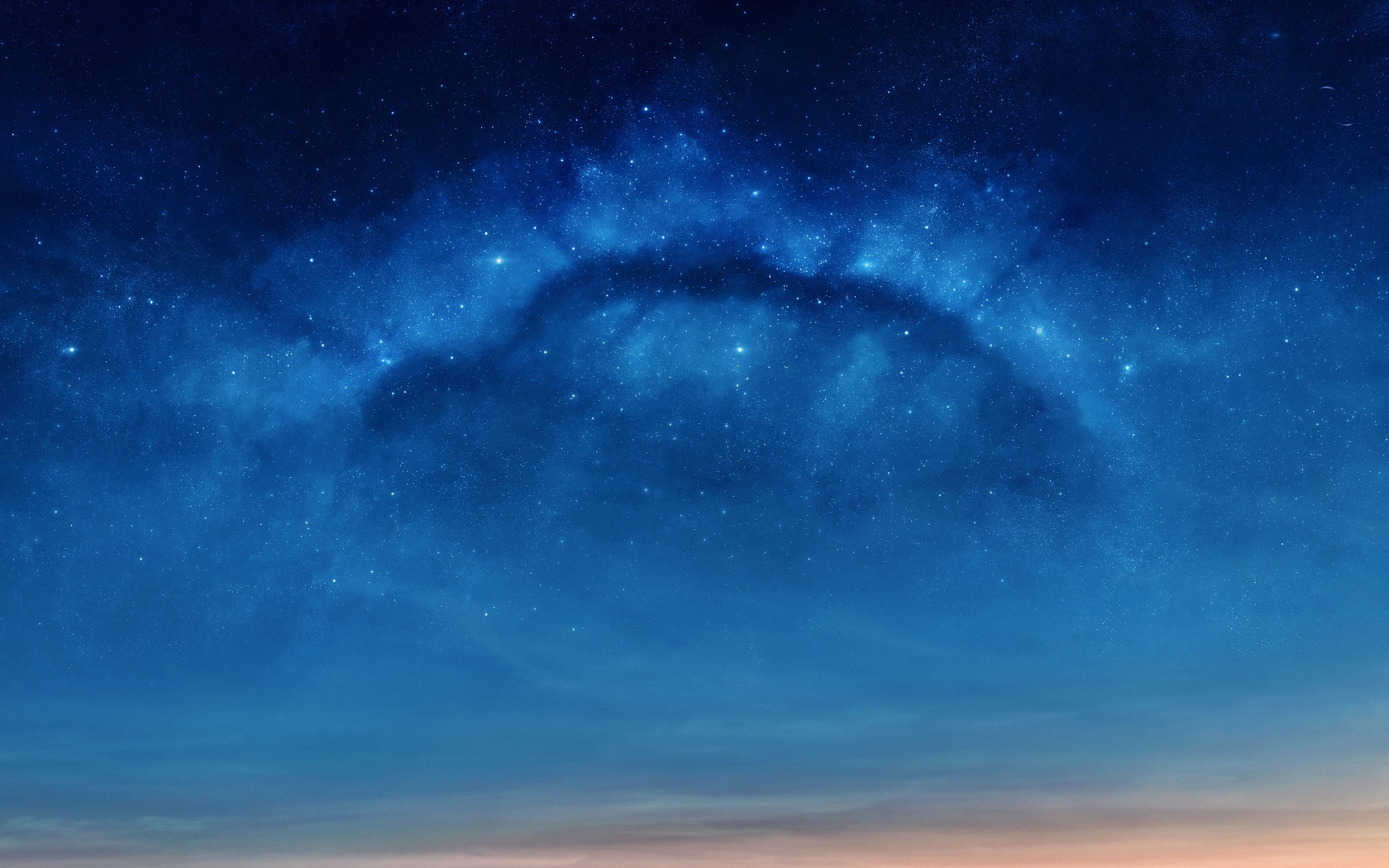 Яркие звезды в голубом небе ночью 