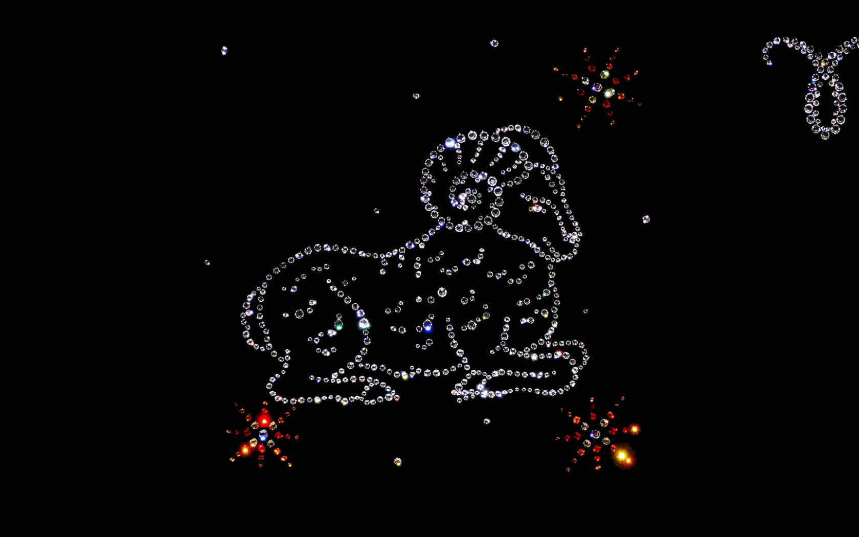 Brilliant zodiac sign Aries on a black background