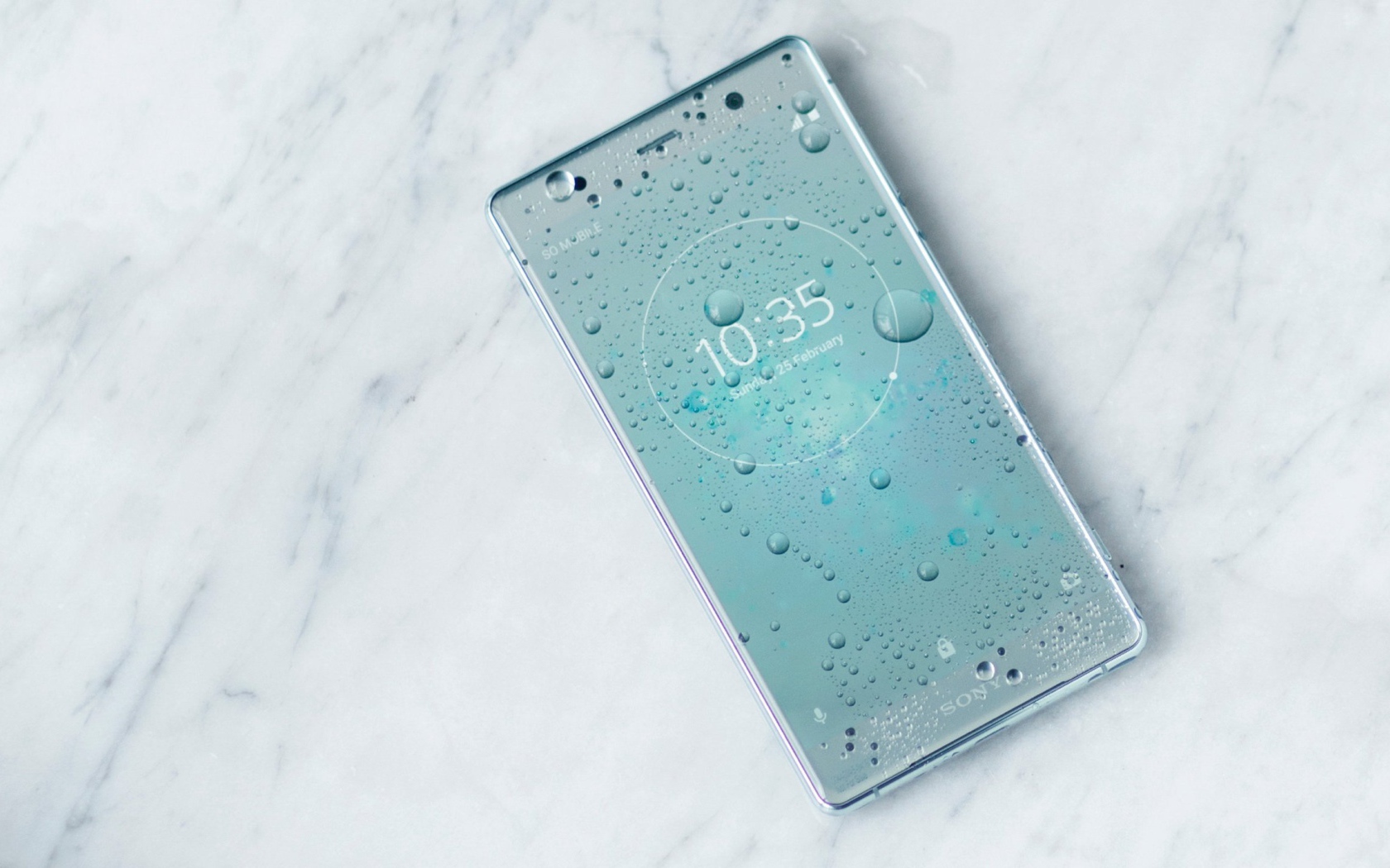 Slim smartphone Sony Xperia XZ2 in a silver case