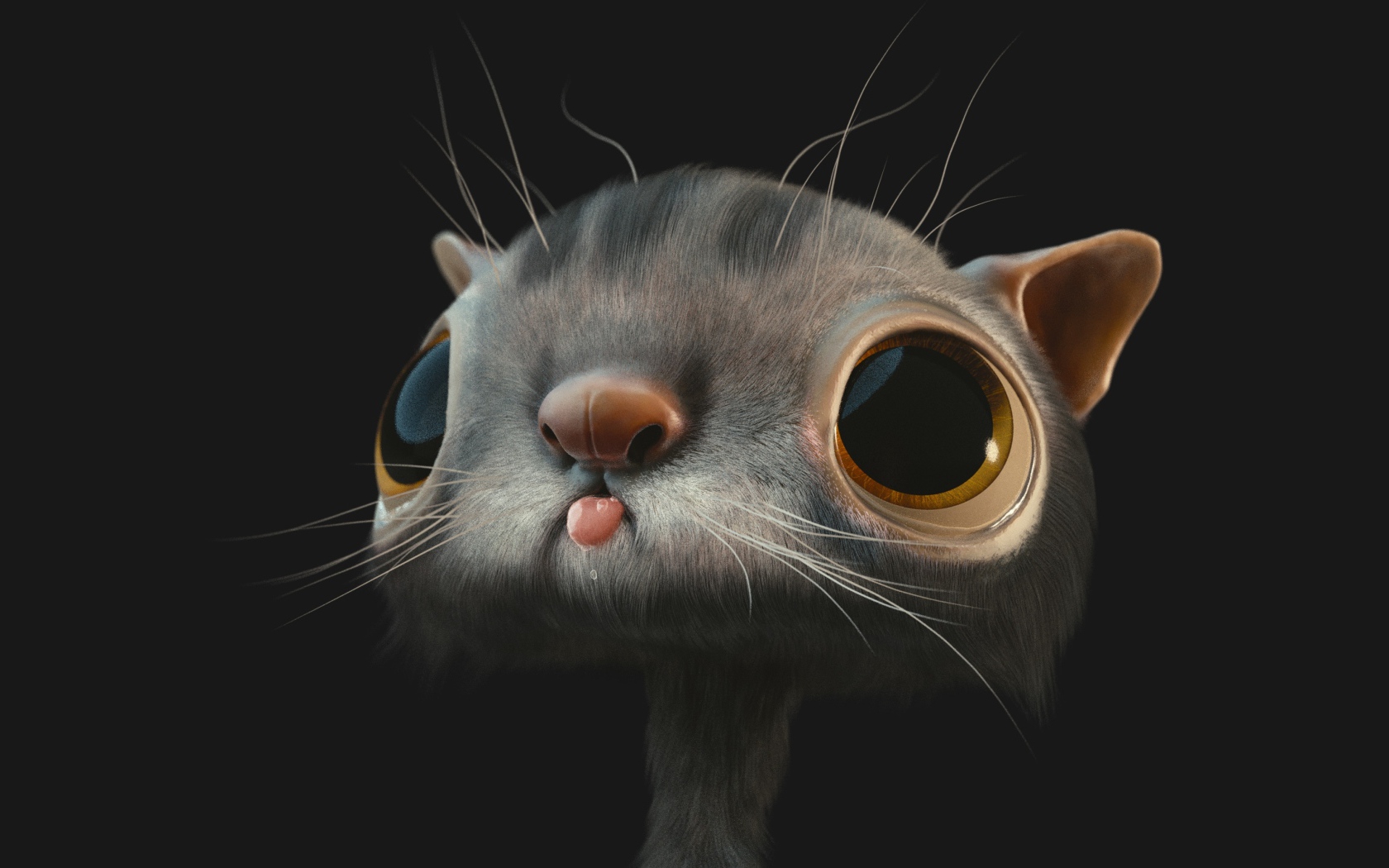 Морда 3д кота на черном фоне