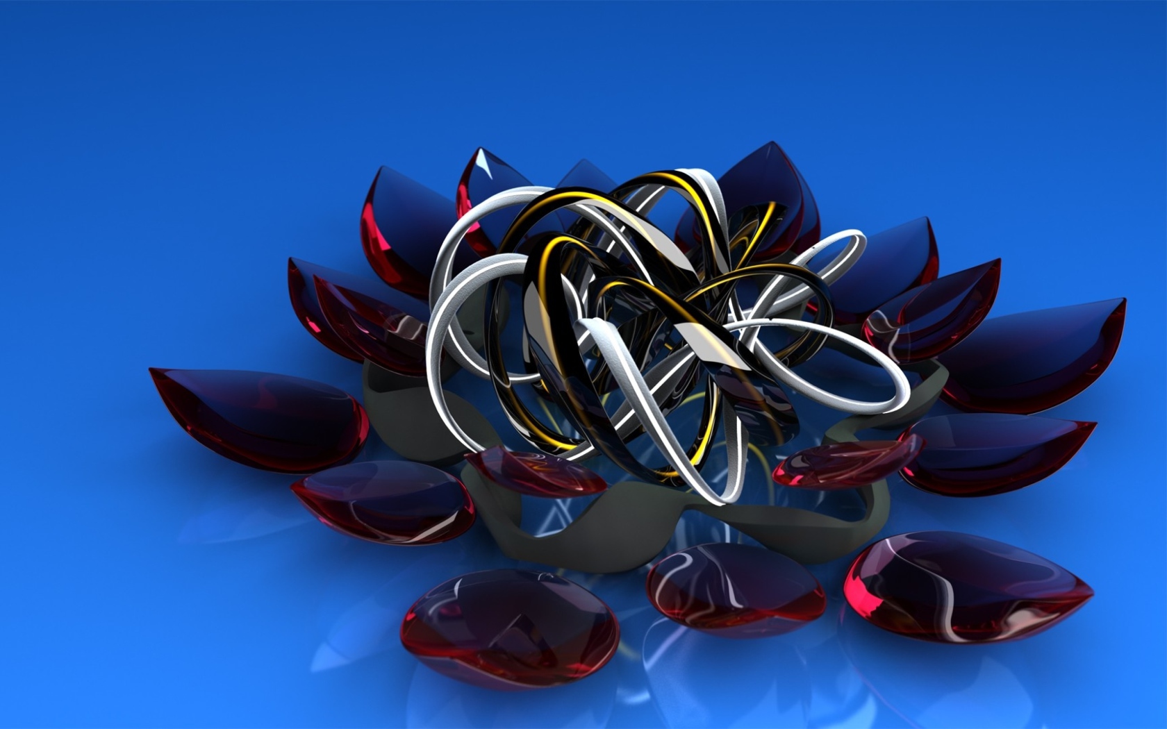 Красивый необычный 3д цветок со стеклянными лепестками