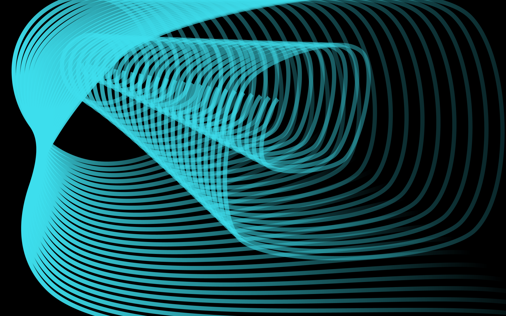 Голубые 3д волны на черном фоне 