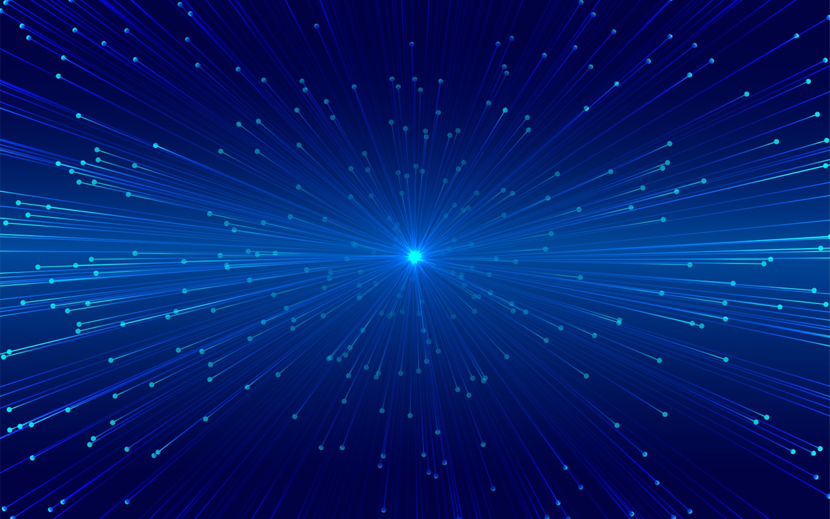 Яркие лучи вылетают из голубой точки 