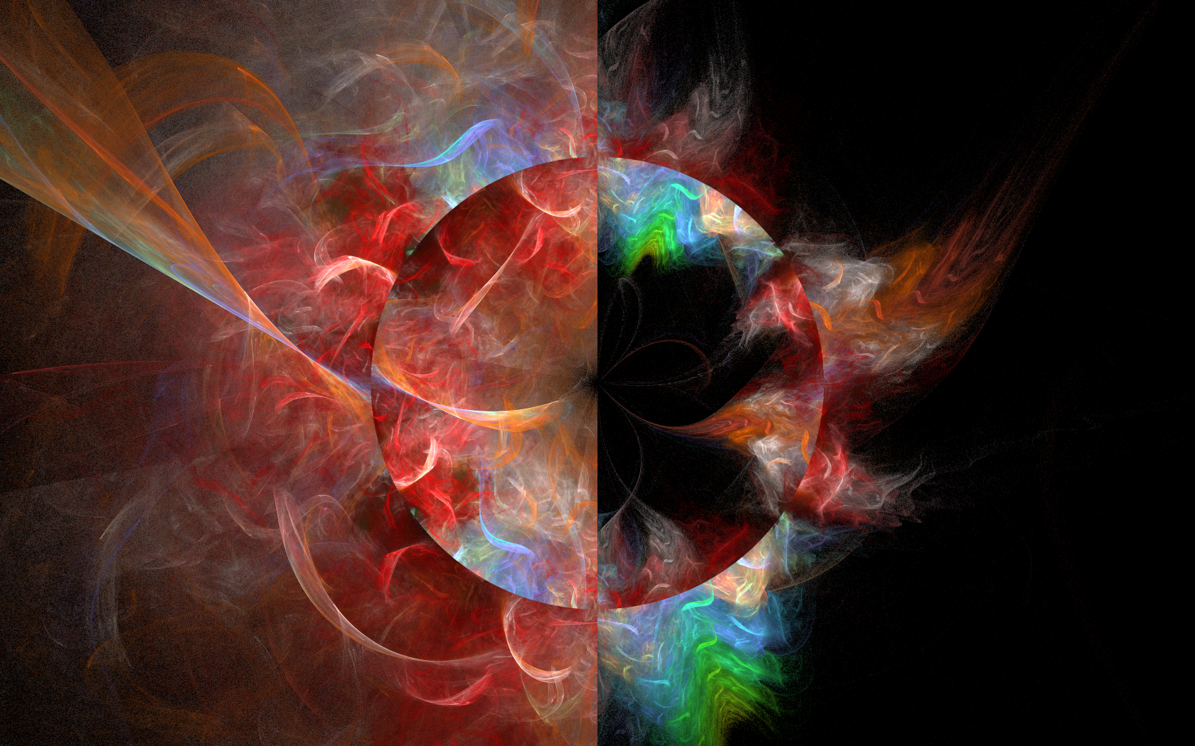 Круг с размытой краской на черном фоне