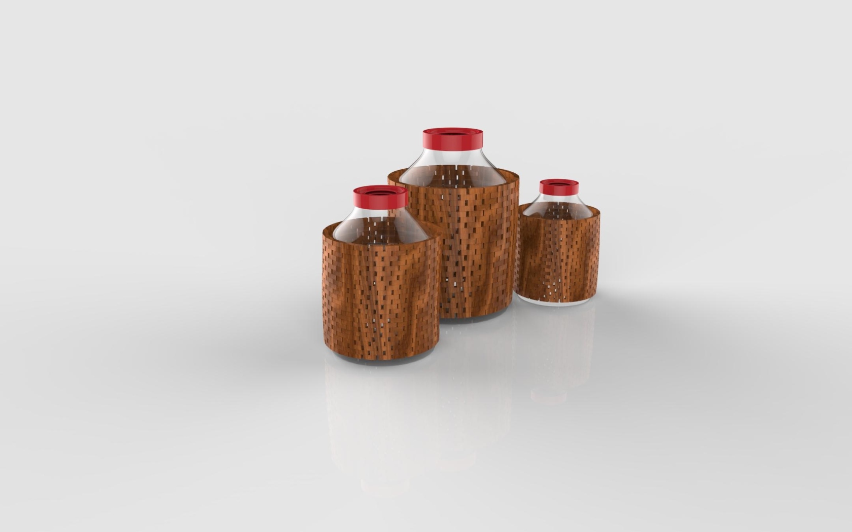 Стеклянные баллоны в деревянном каркасе 3д графика