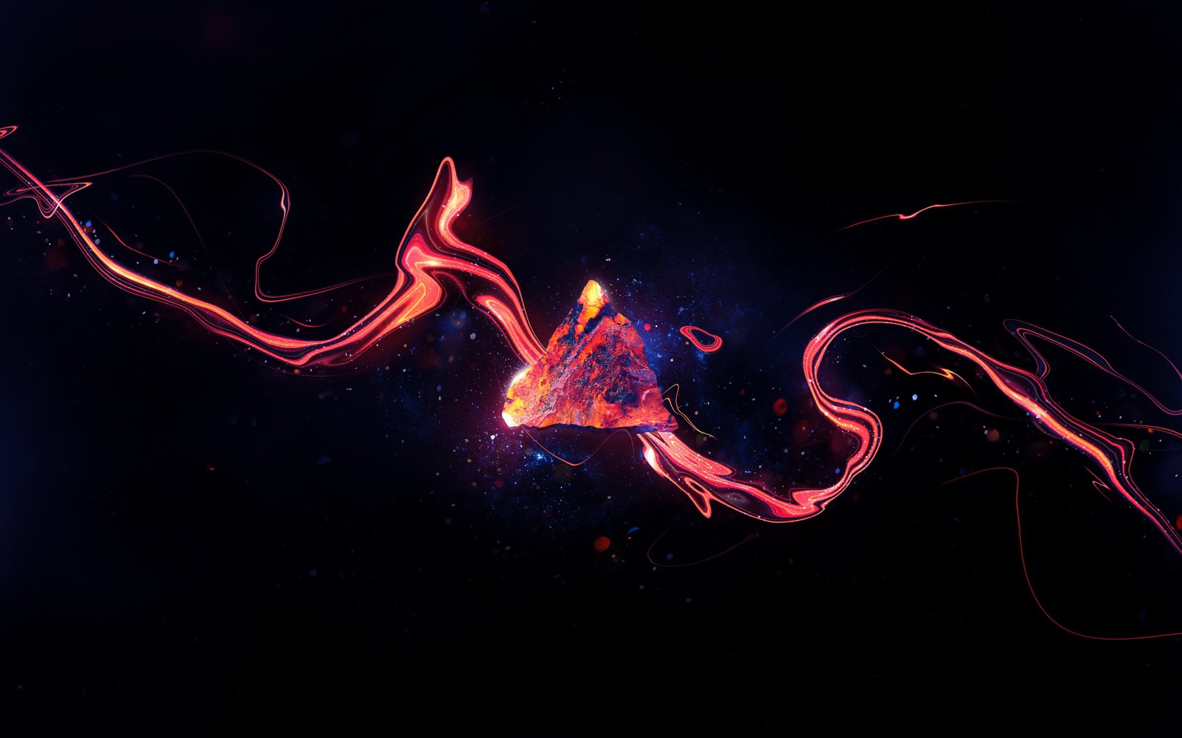 Треугольник из магмы на синем фоне