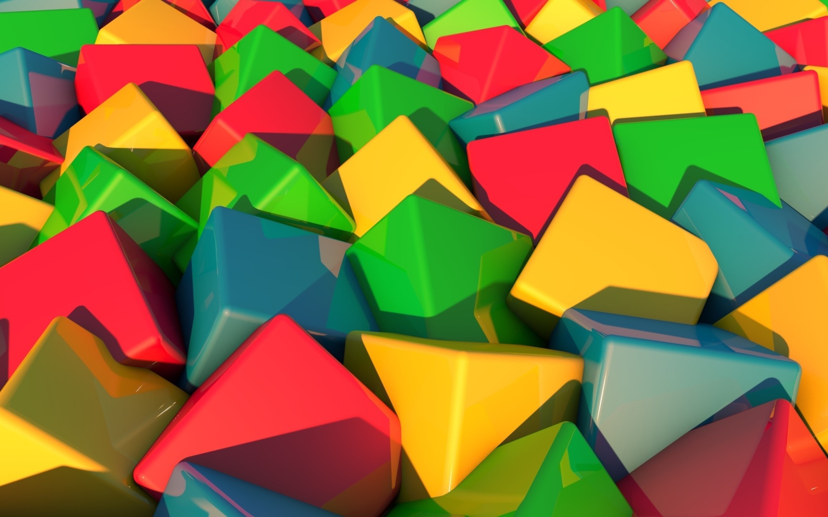 Много разноцветных пластмассовых кубиком