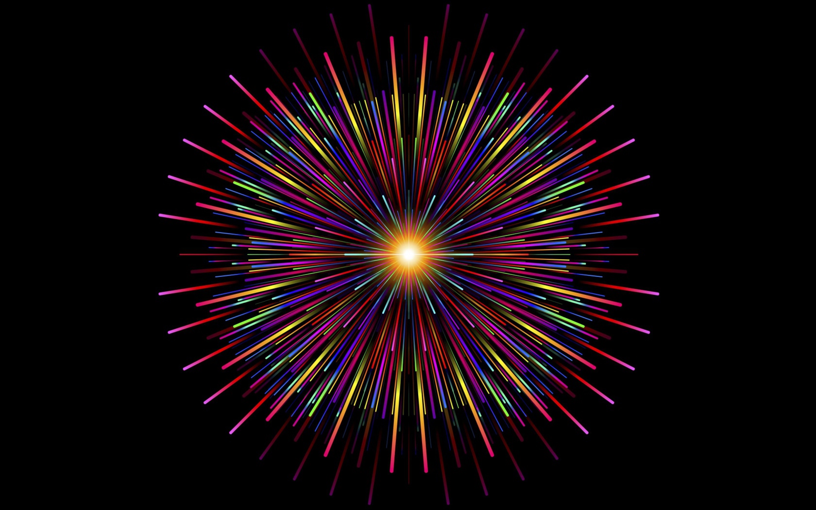 Разноцветный графический салют на черном фоне 