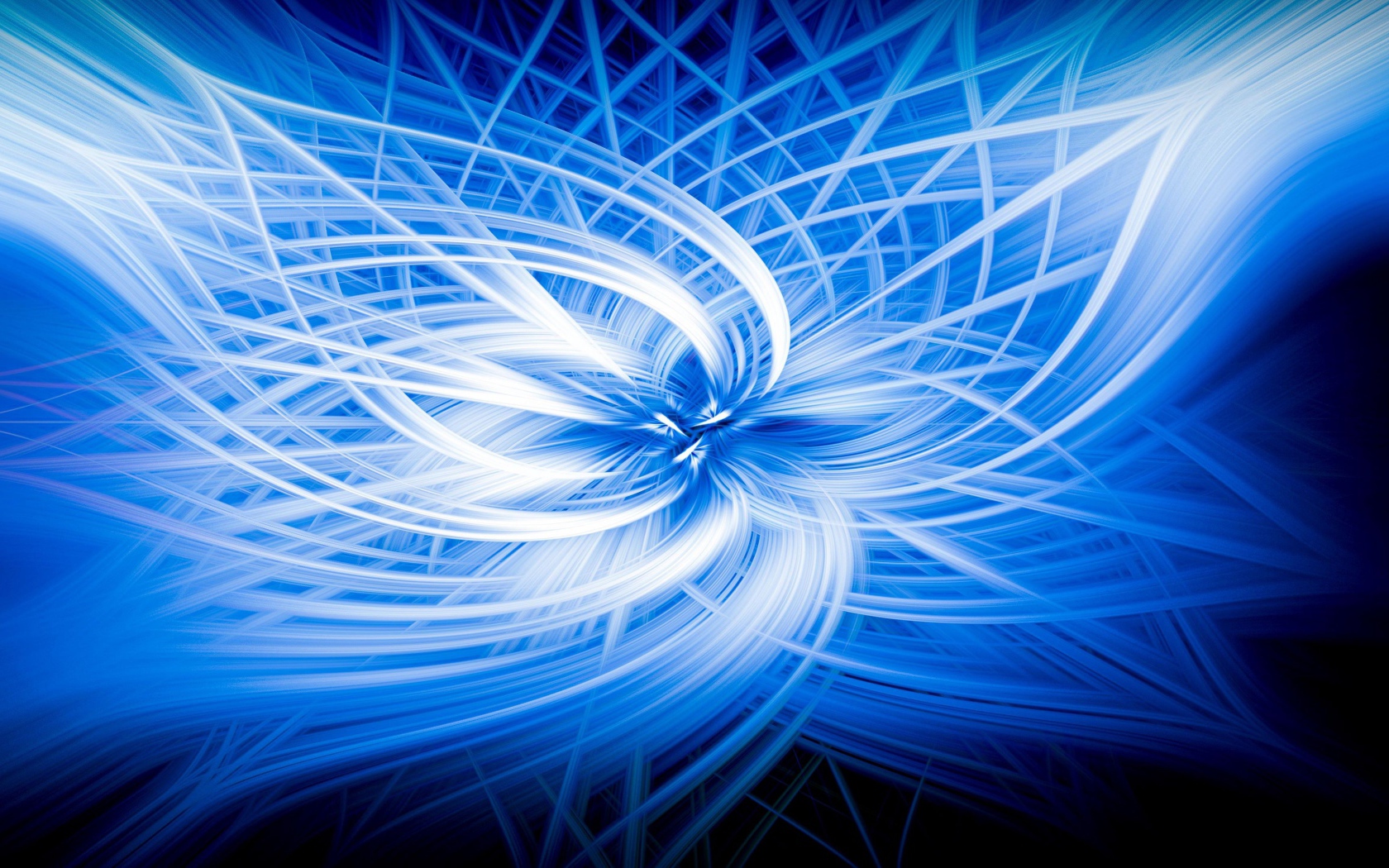 Неоновый голубой абстрактный цветок на черном фоне