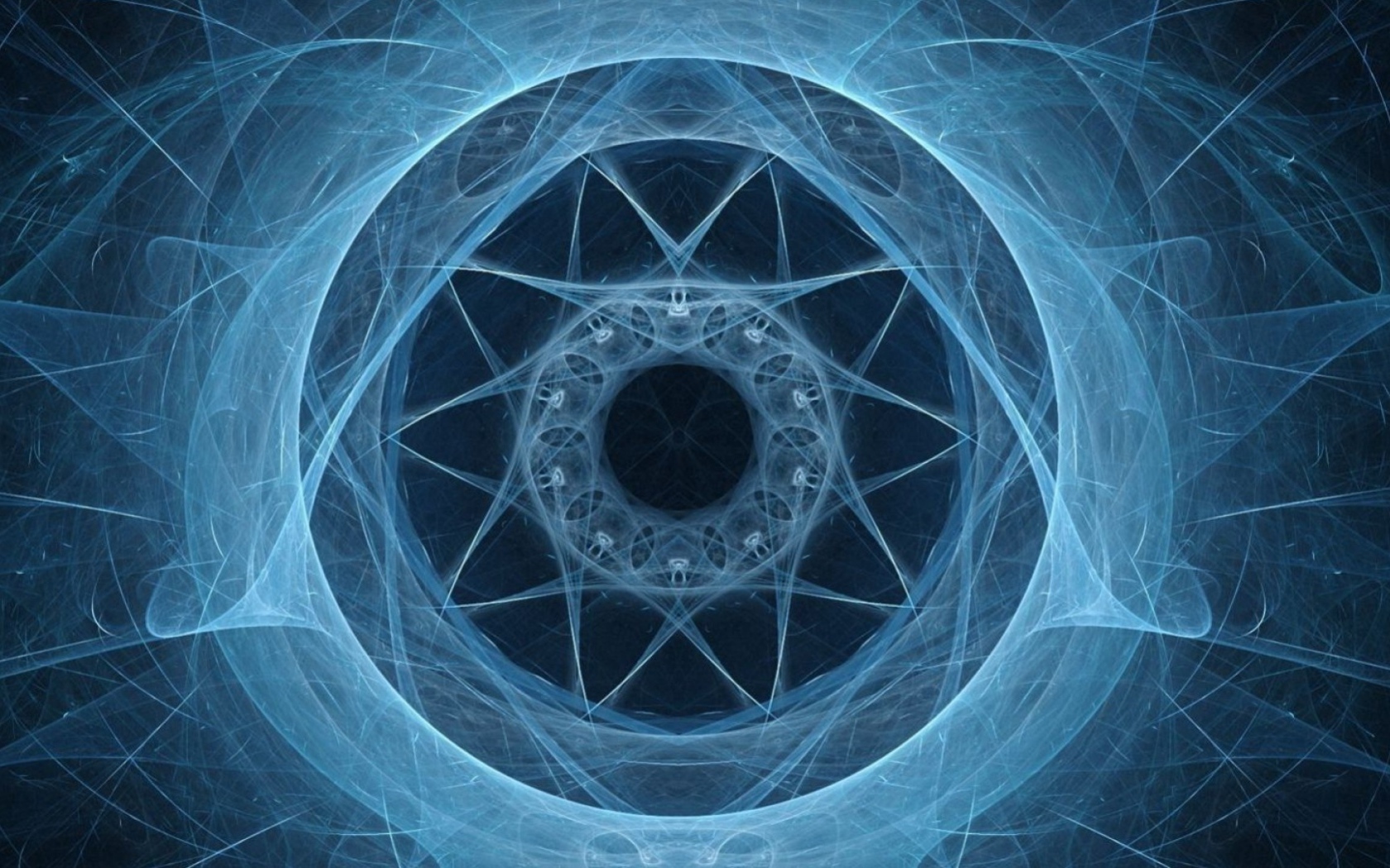 Неоновый симметрический фрактальный рисунок 