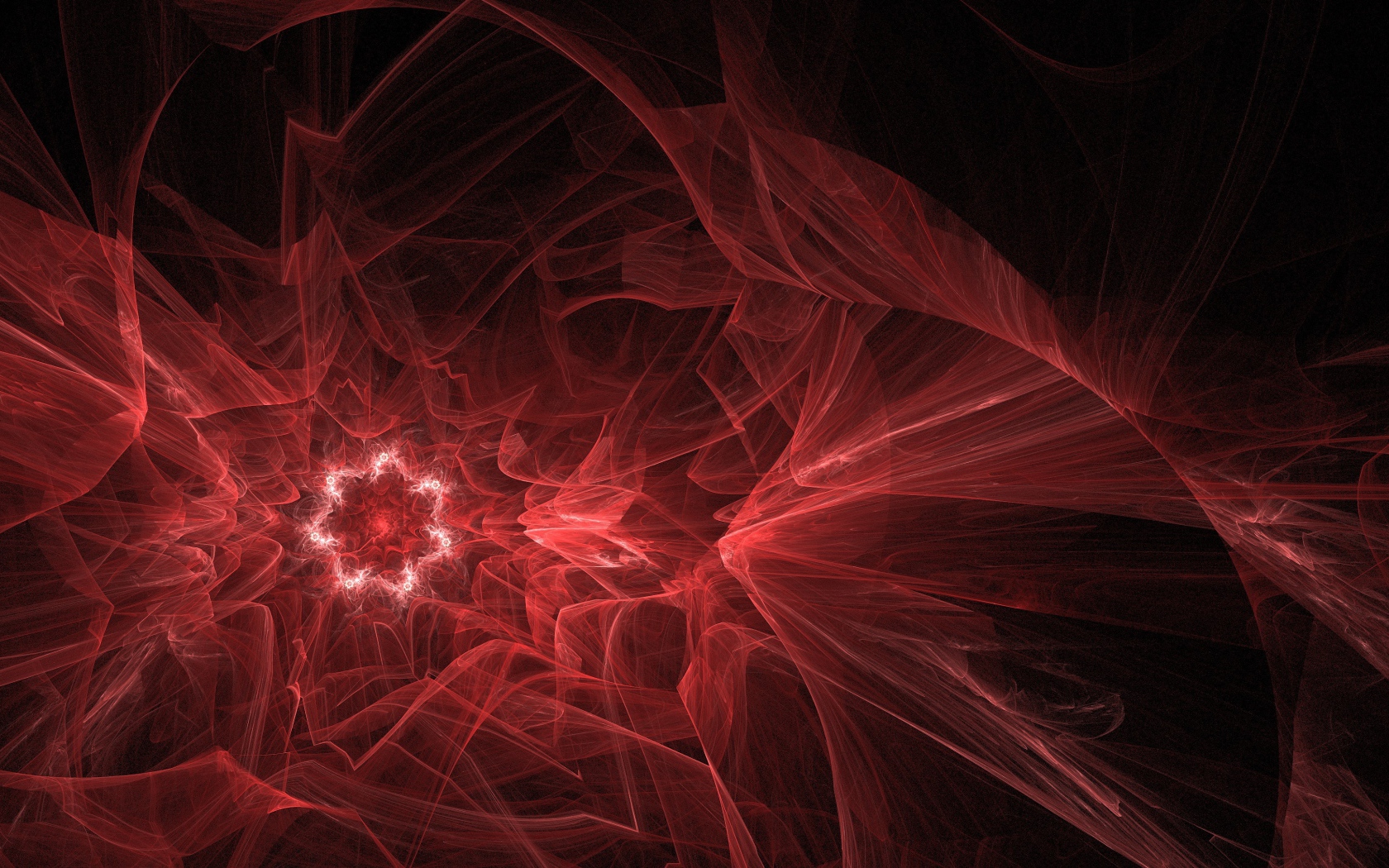 Красный фрактальный рисунок на черном фоне 