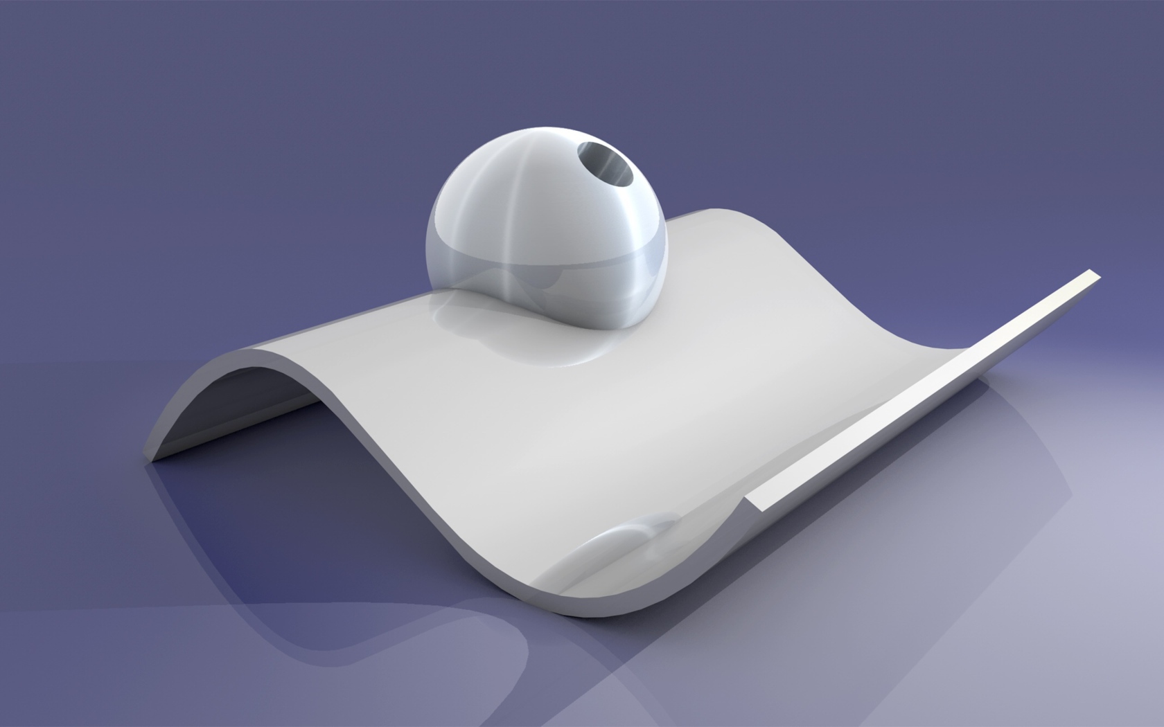 Белый 3д знак с шаром на сером фоне 