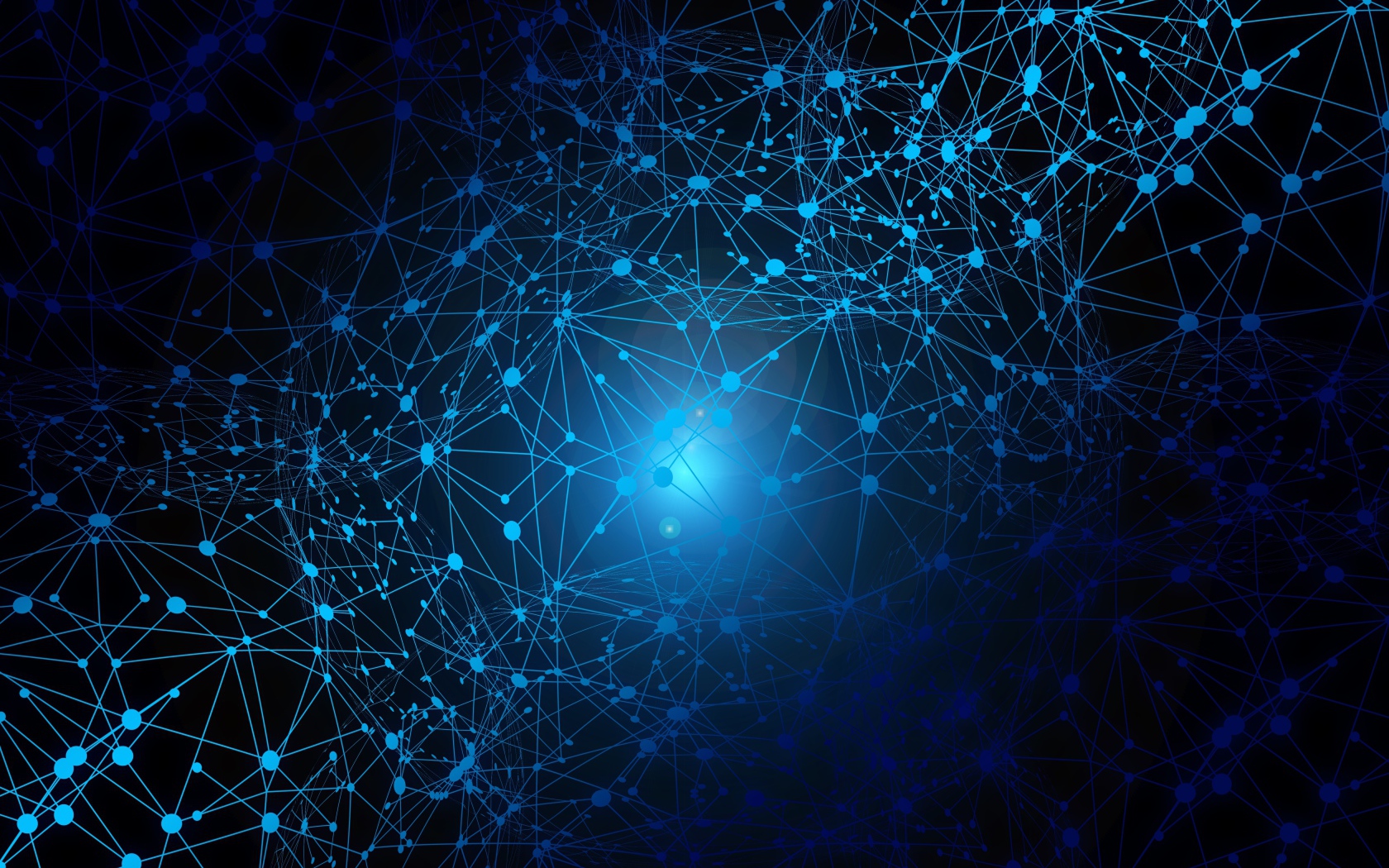 Всемирная паутина интернета с яркой голубой точкой 