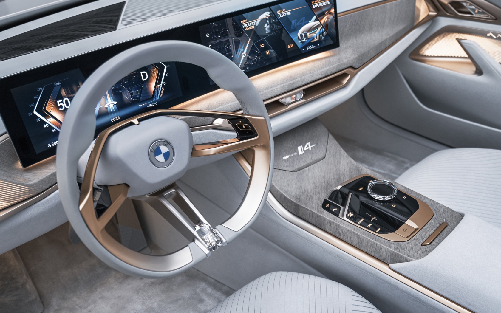 Beautiful interior of the car BMW Concept I4 2020