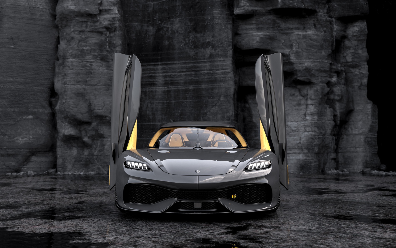 Спортивный автомобиль Koenigsegg Gemera 2020 года с открытыми дверями