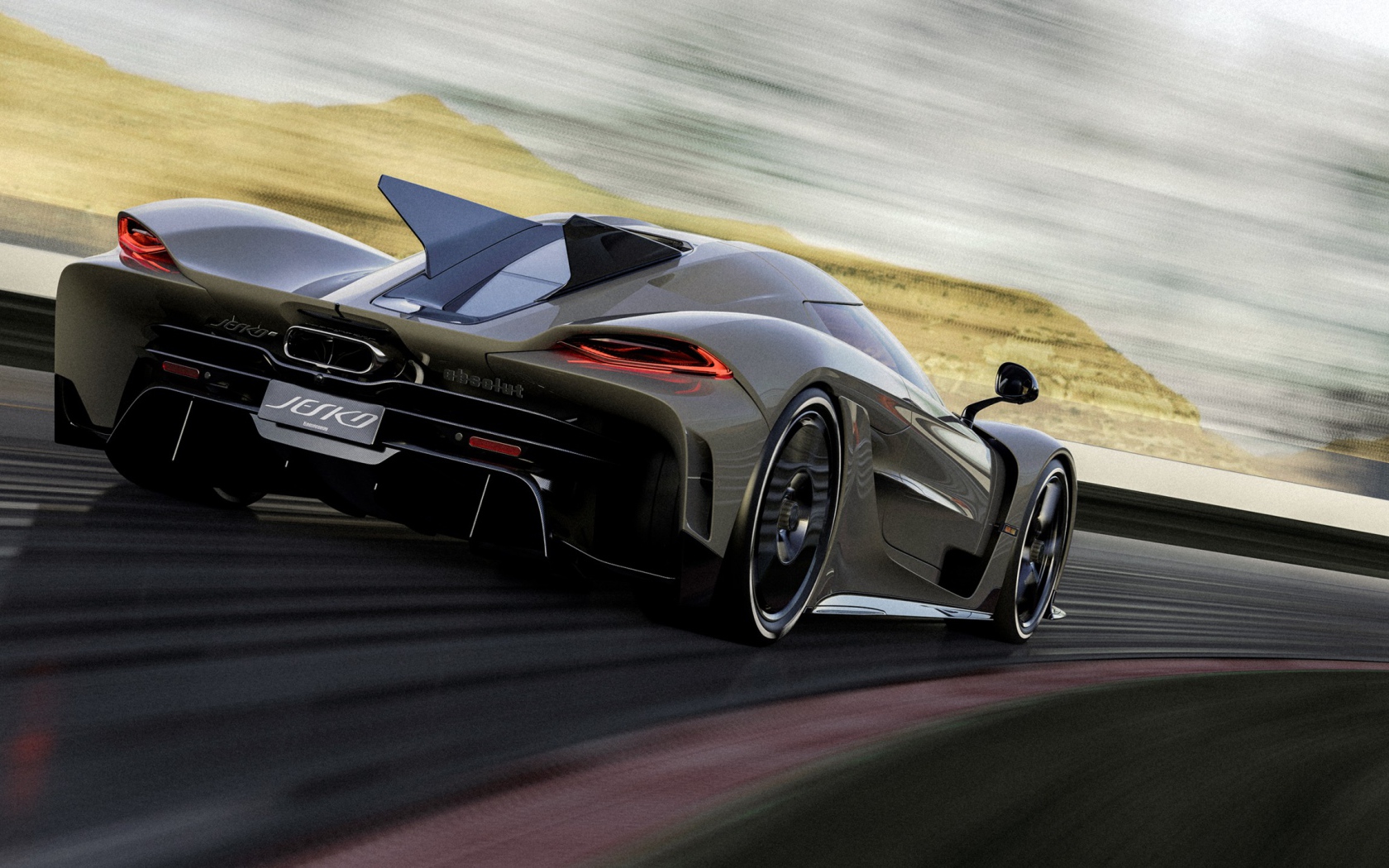 Быстрый автомобиль Koenigsegg Jesko Absolut 2020 года на трассе 