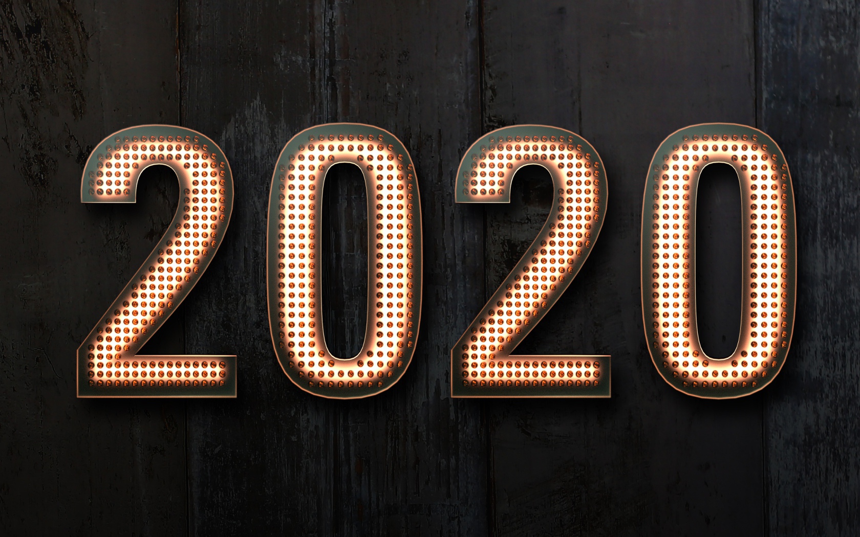 Красивые цифры 2020 на черном фоне