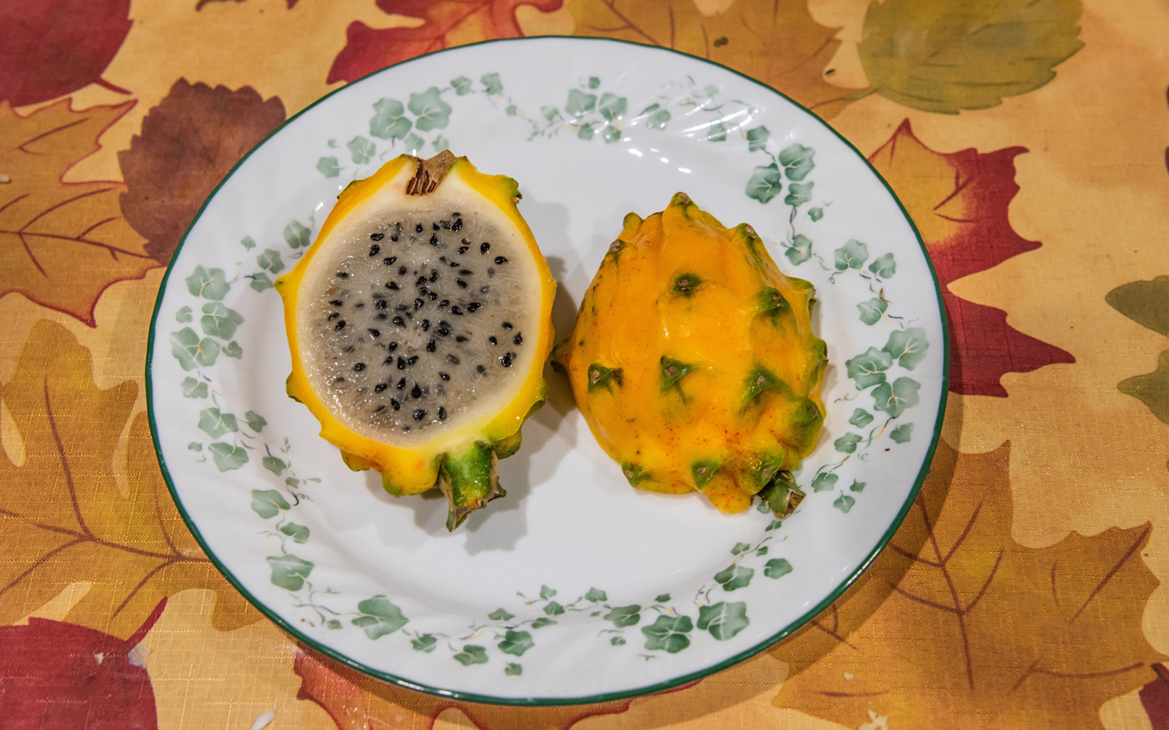 Petaya fruit on a plate on the table
