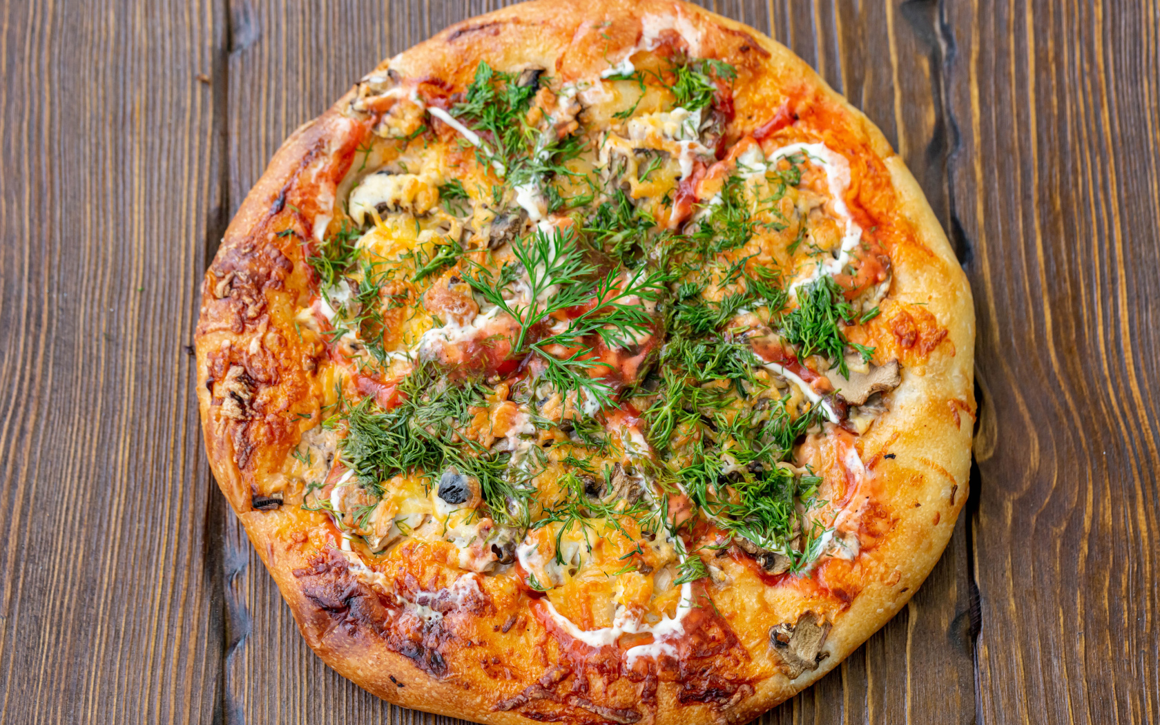 Delicious Fresh Hot Pizza with Dill