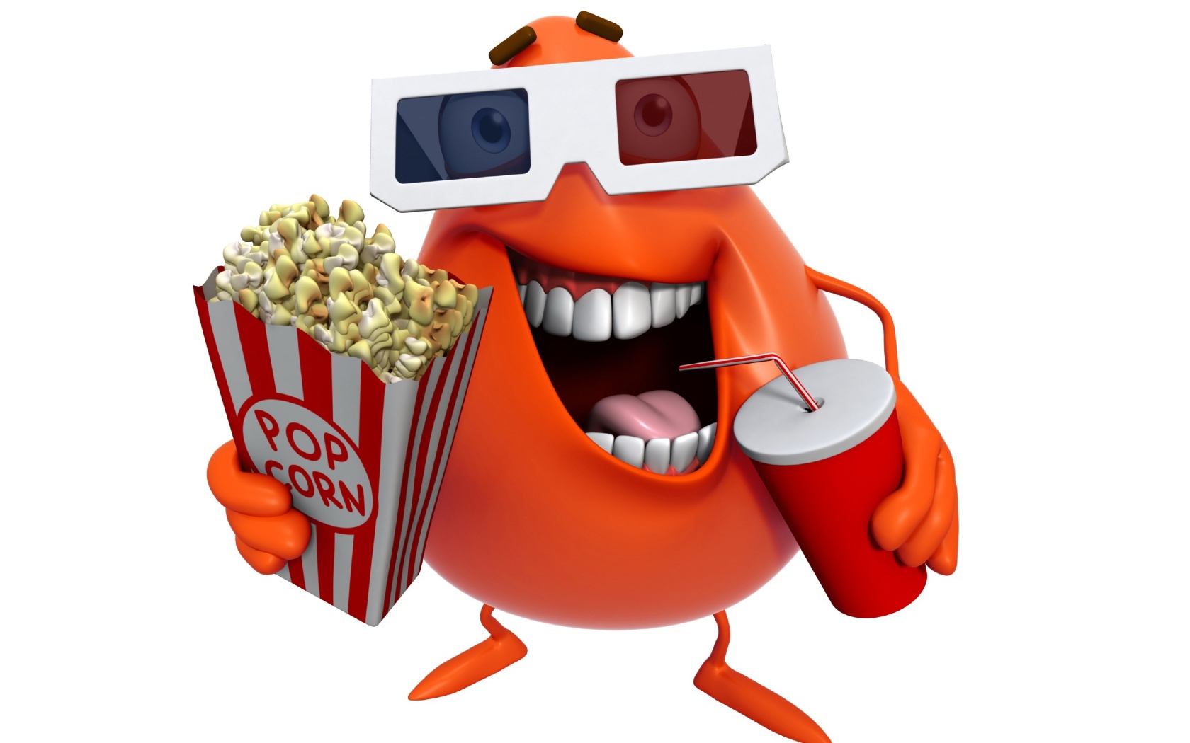 Яйцо в очках и с попкорном на белом фоне
