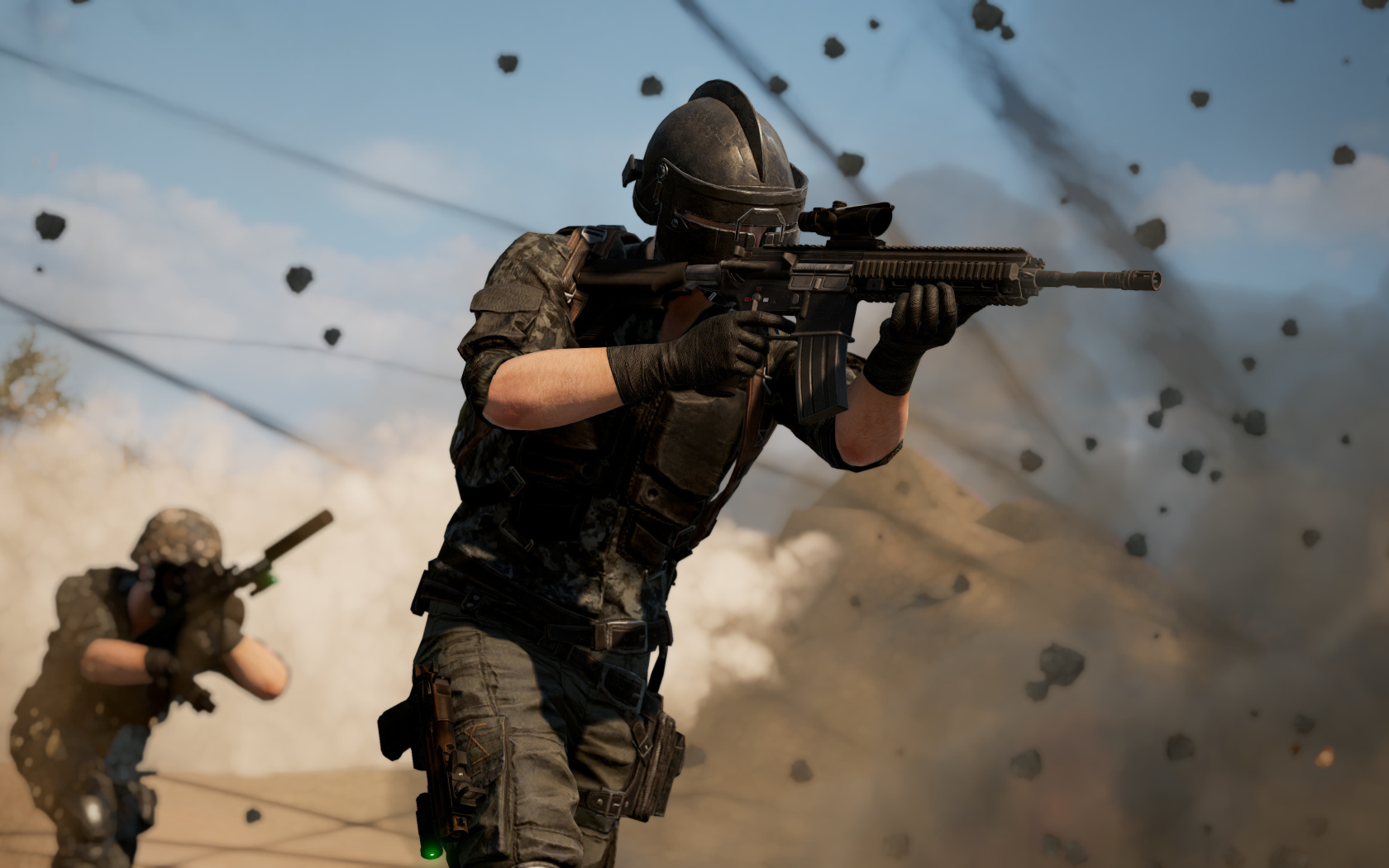 Солдаты в бою из компьютерной игры PUBG