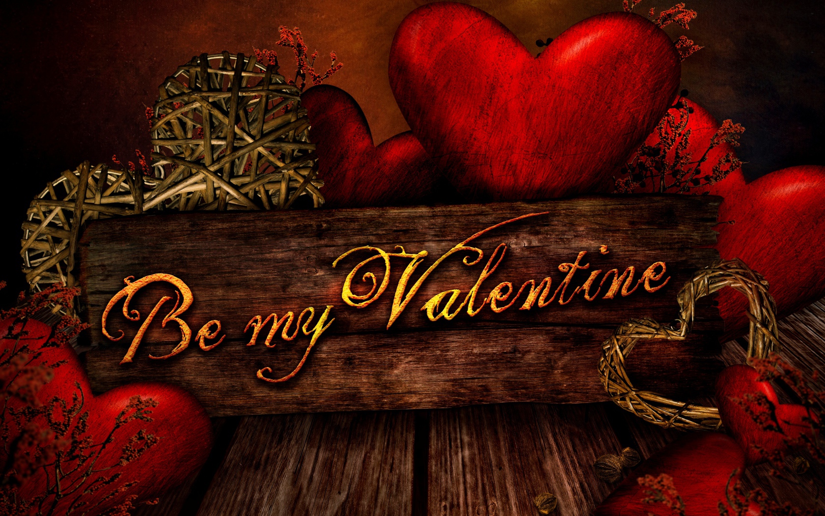 Надпись на доске с сердечками на День Святого Валентина