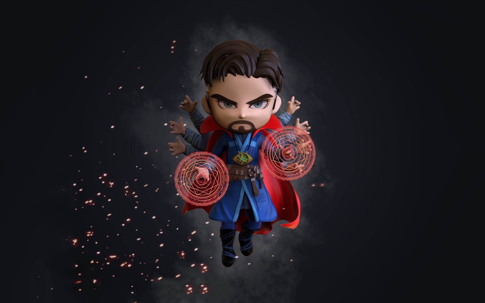 Персонаж Марвел Доктор Стрэндж на сером фоне