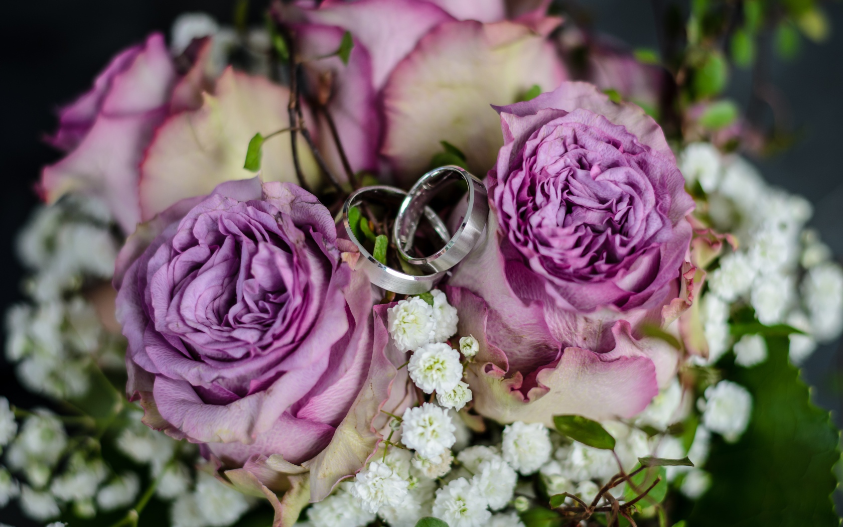 Два серебряных кольца с букетом