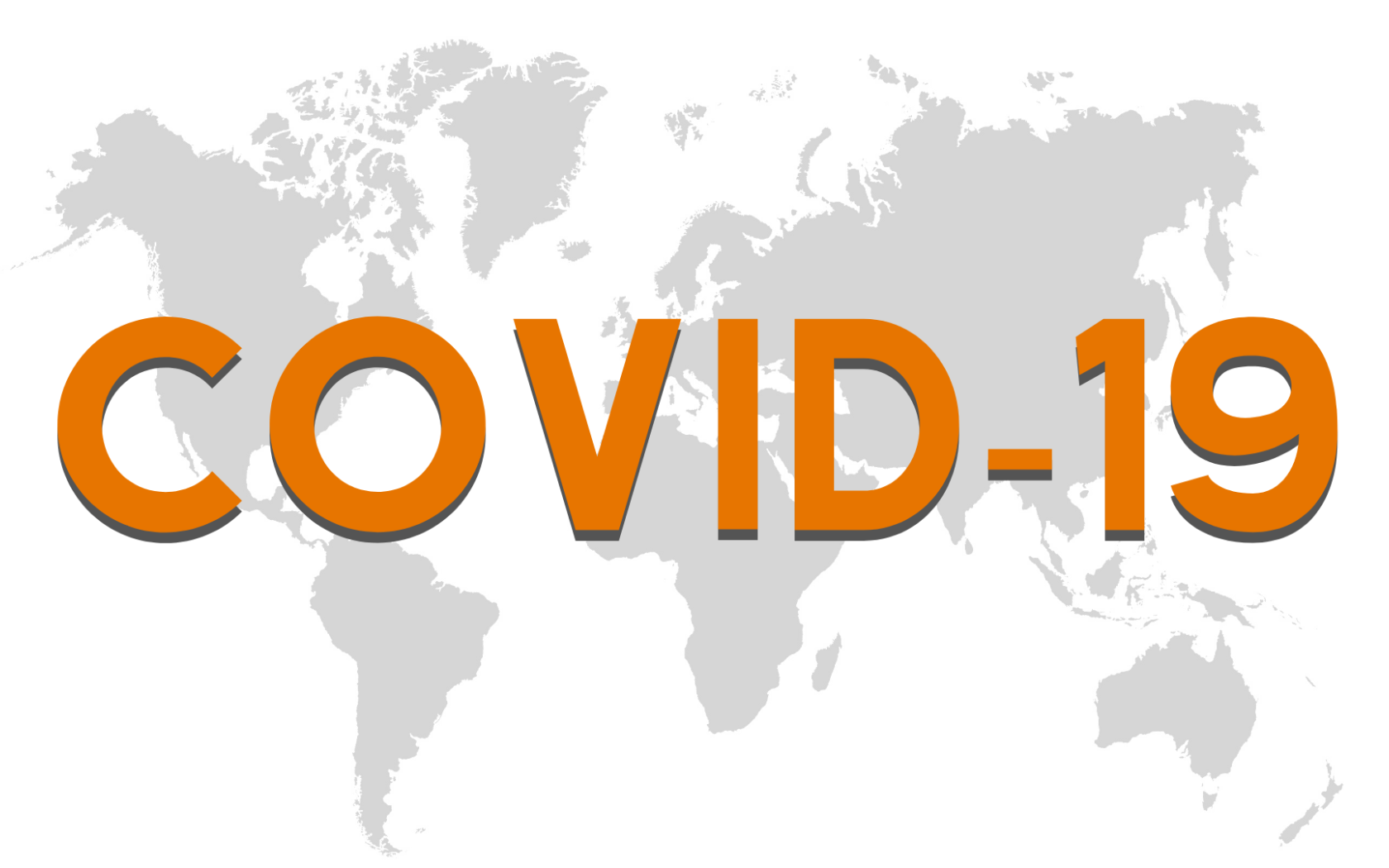 Большая надпись COVID 19 на фоне карты 