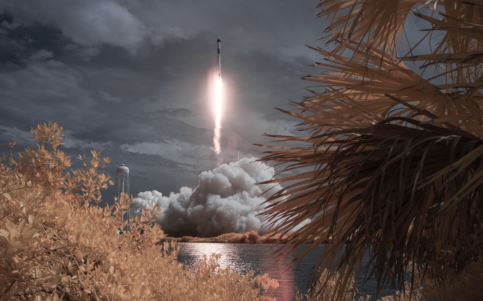 Ракета Falcon 9 совершает взлет с космодрома 