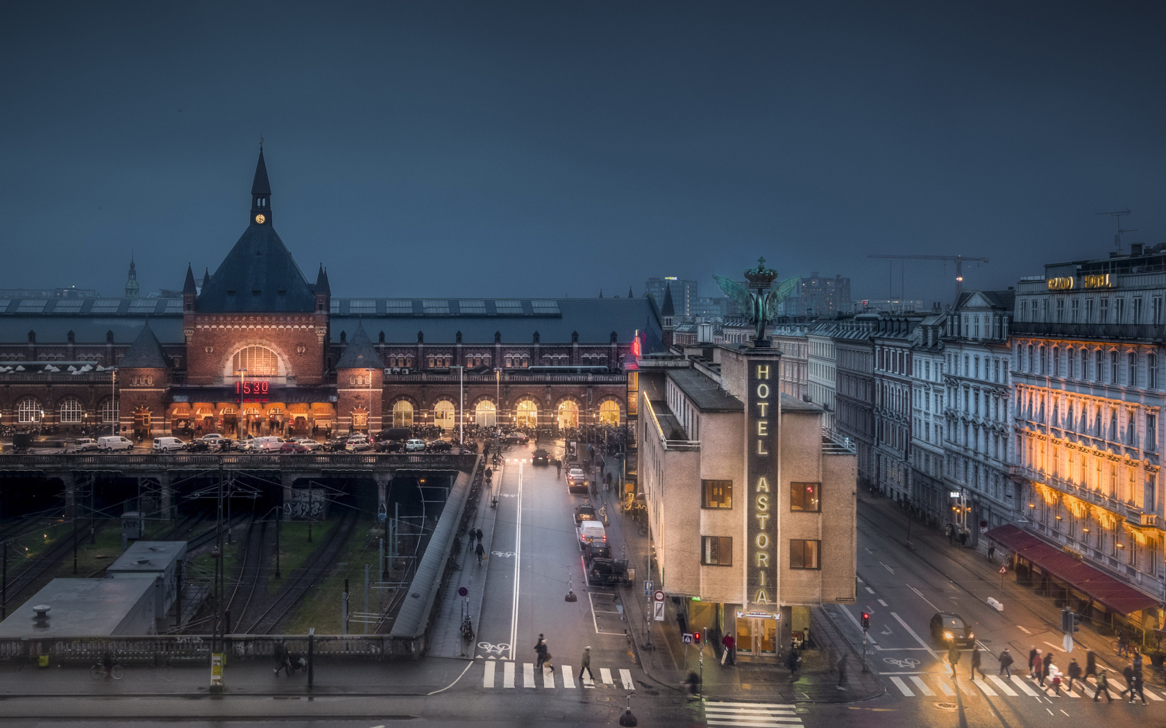 Вид на ночной Копенгаген, Дания