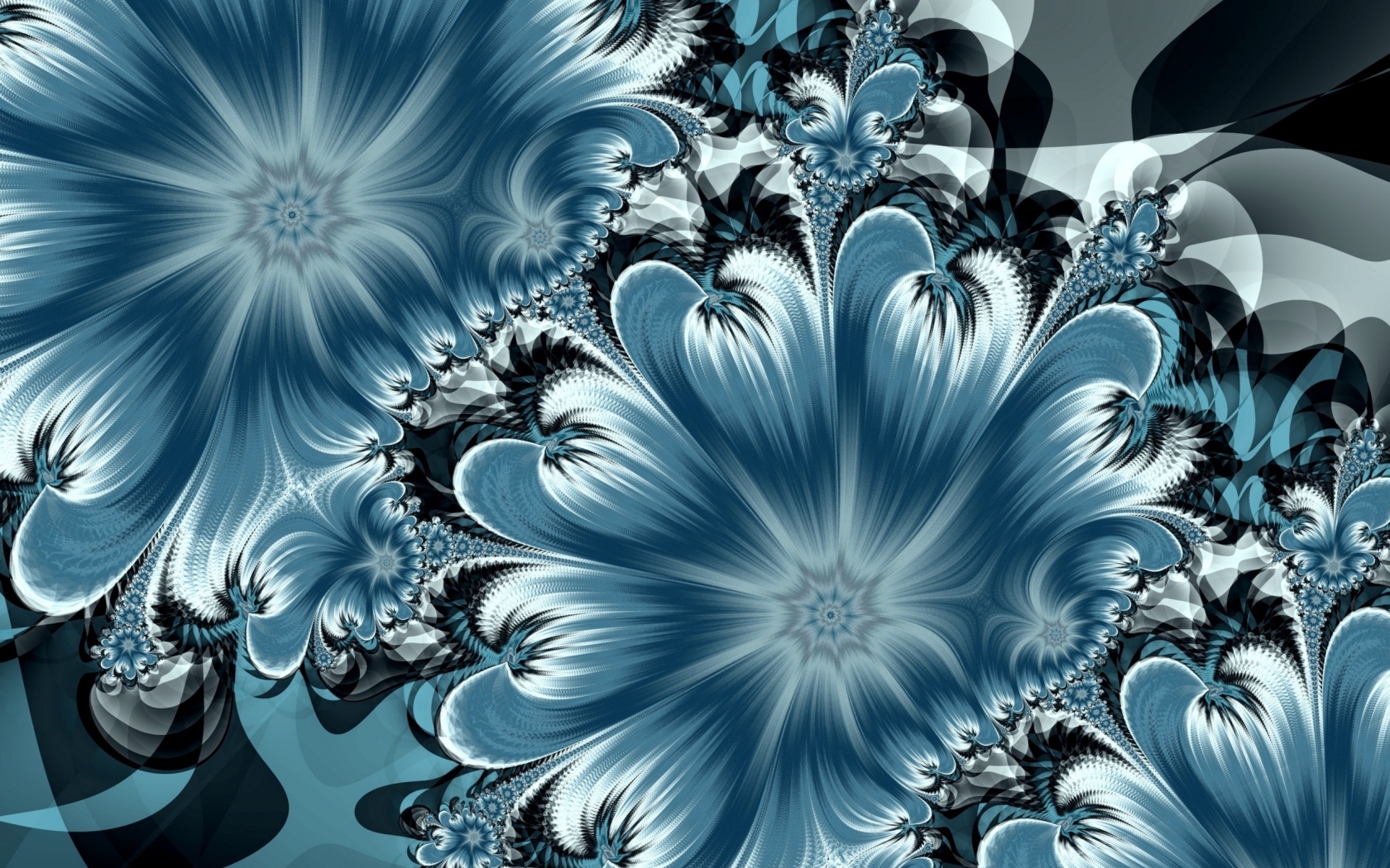 Красивый абстрактный синий цветок с узорами 