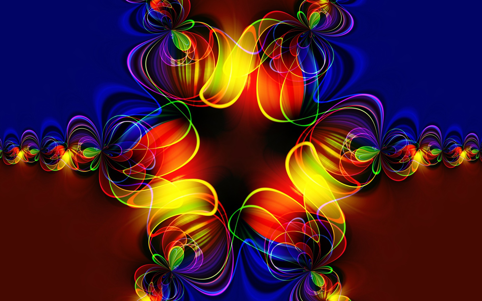 Красивый разноцветный симметричный цветок