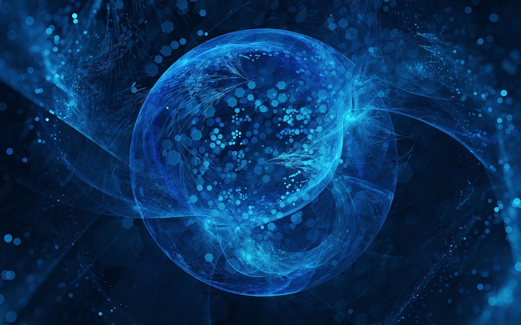 Красивый неоновый шар на блестящем фоне