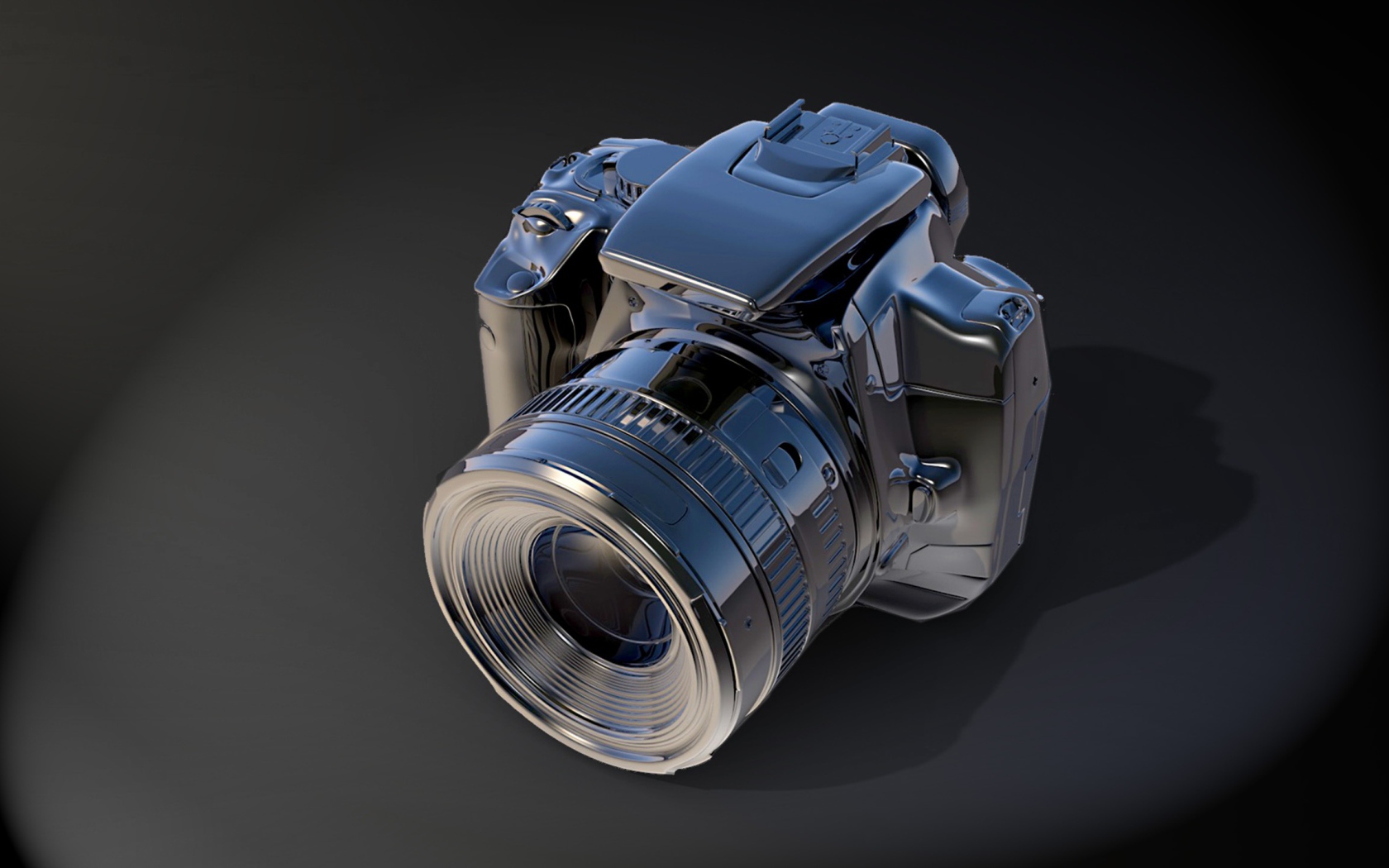 Фотоаппарат canon на черном фоне 3д  графика