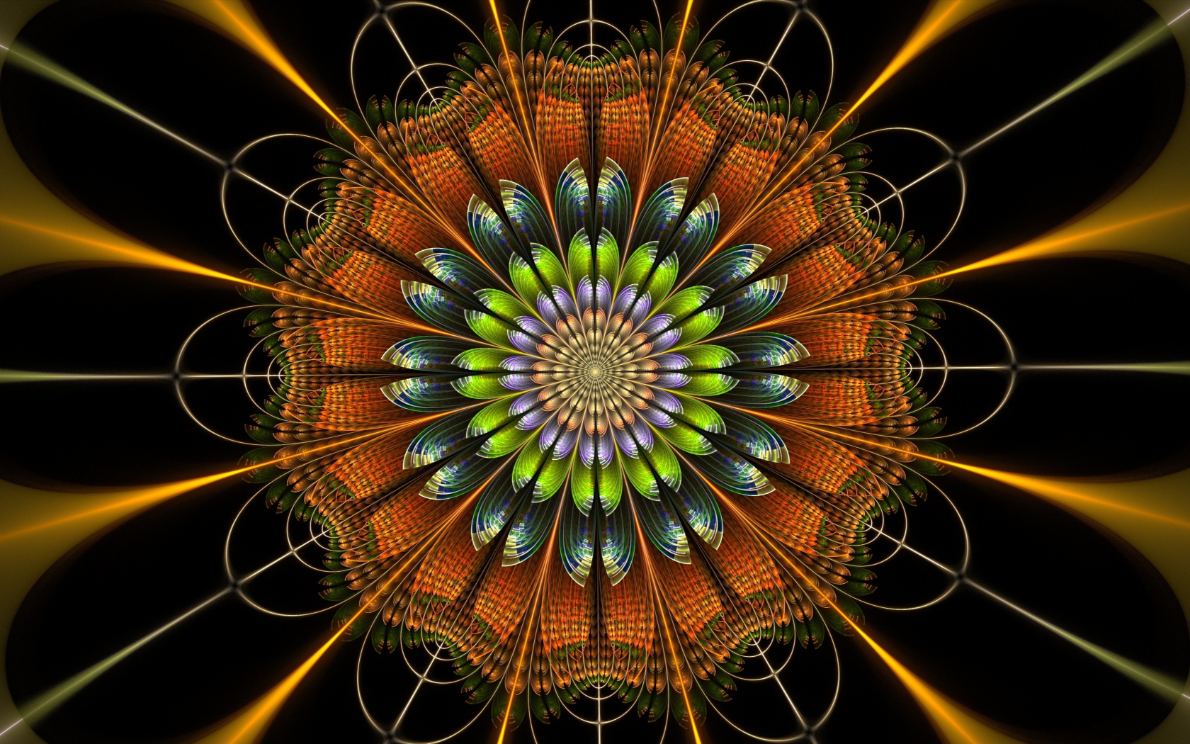 Цифровой цветок мандала крупным планом