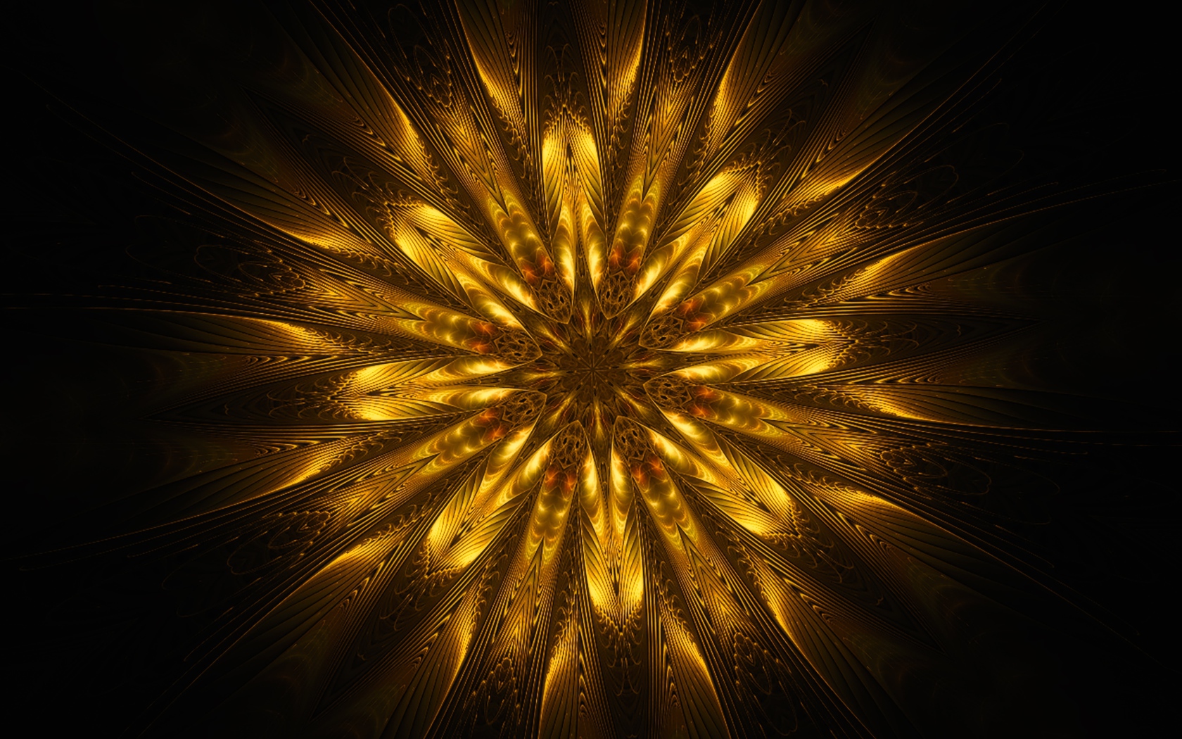 Золотой цветок мандала на черном фоне