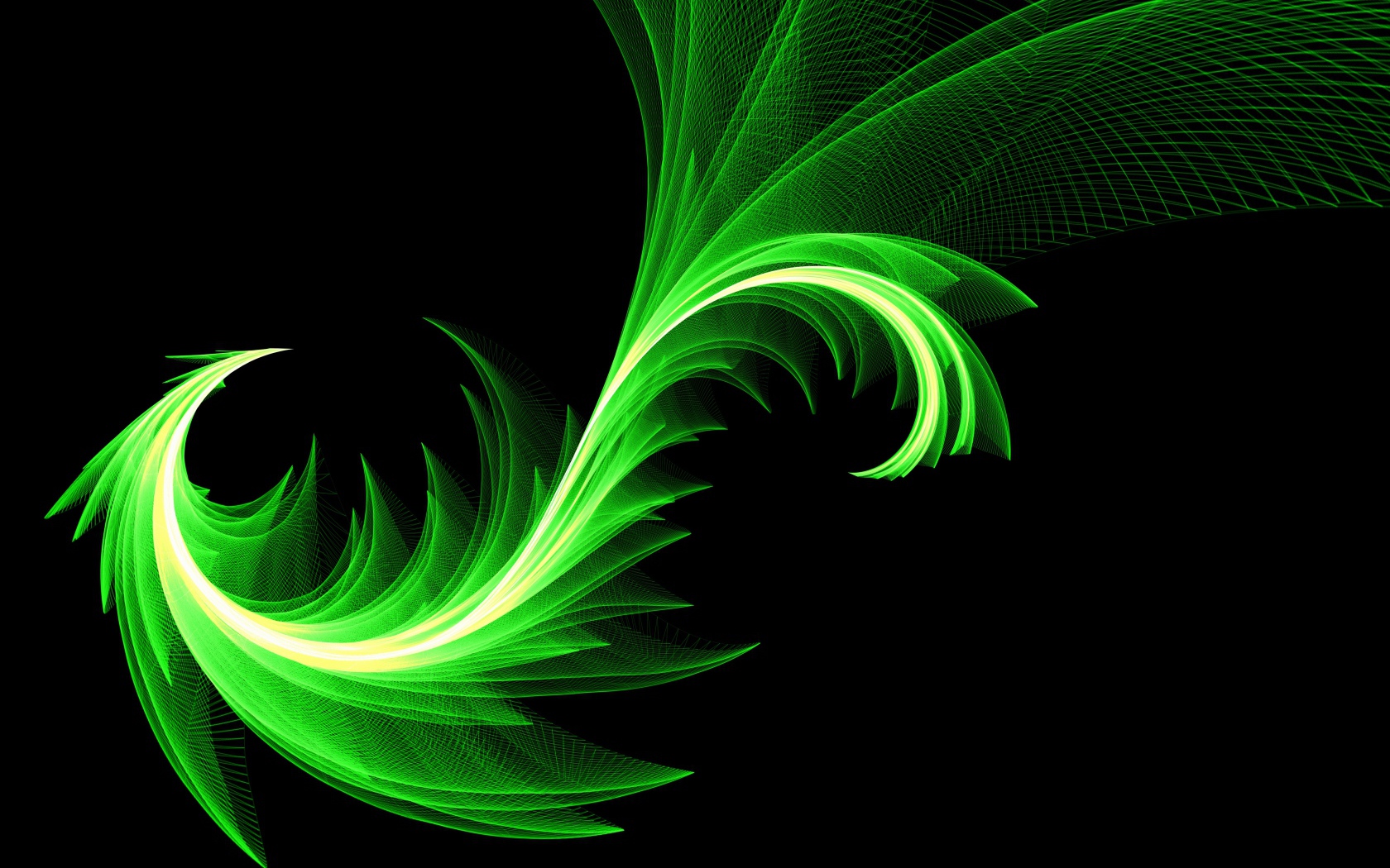 Зеленый волнистый абстрактный узор на черном фоне